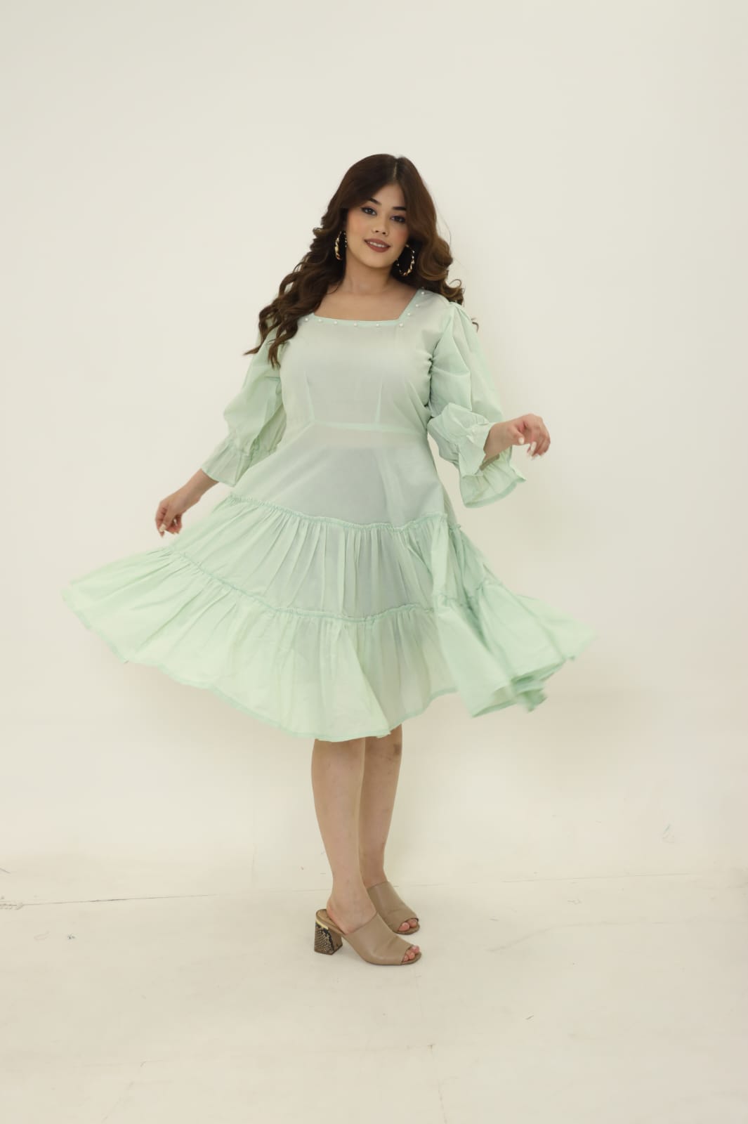 Mint Pearl Cotton Dress