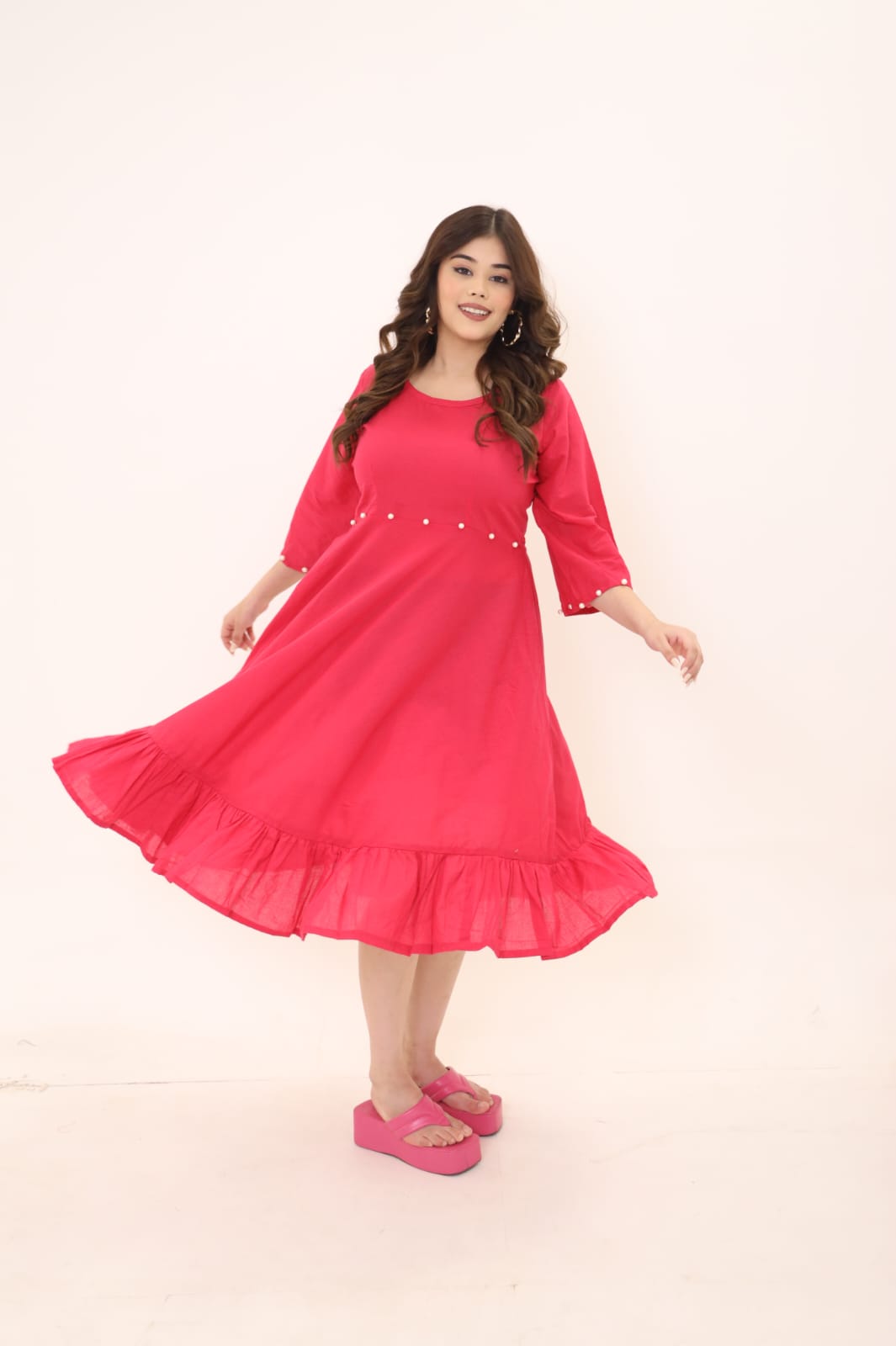 Rani Pink Pearl Cotton Dress