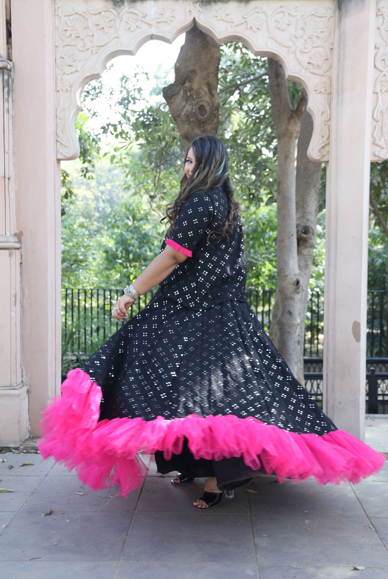 Black Mirror Work Lehenga Set