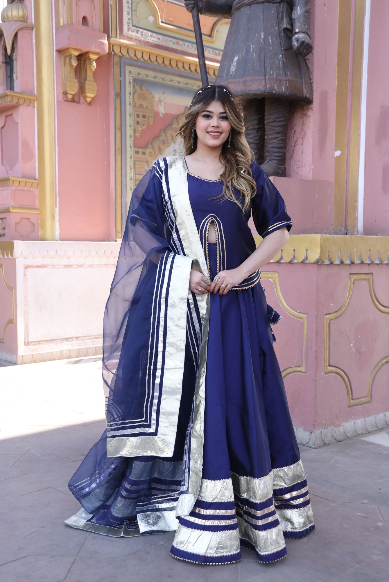 Blue Gota Work Lehenga Set