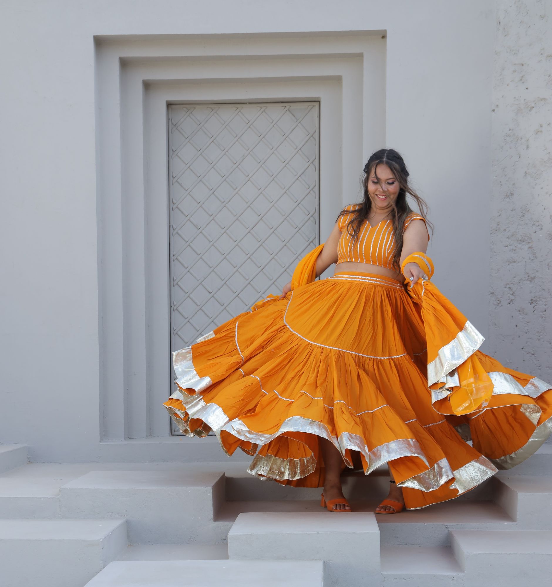 Mustard gota Lehenga Set with jacket