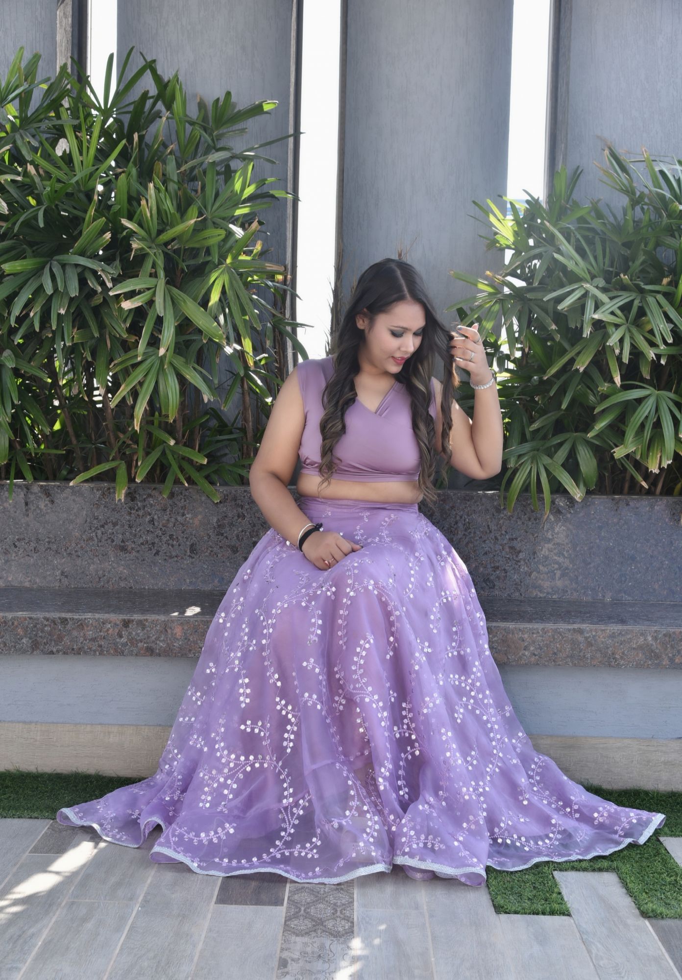 Galaxy Lilac Lehenga Set