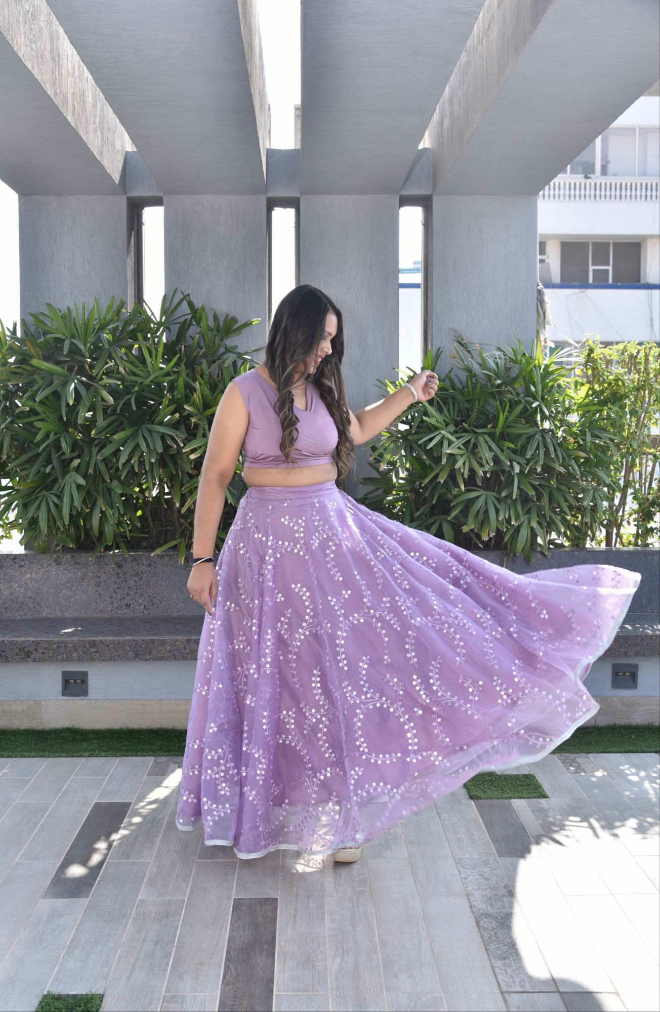 Galaxy Lilac Lehenga Set