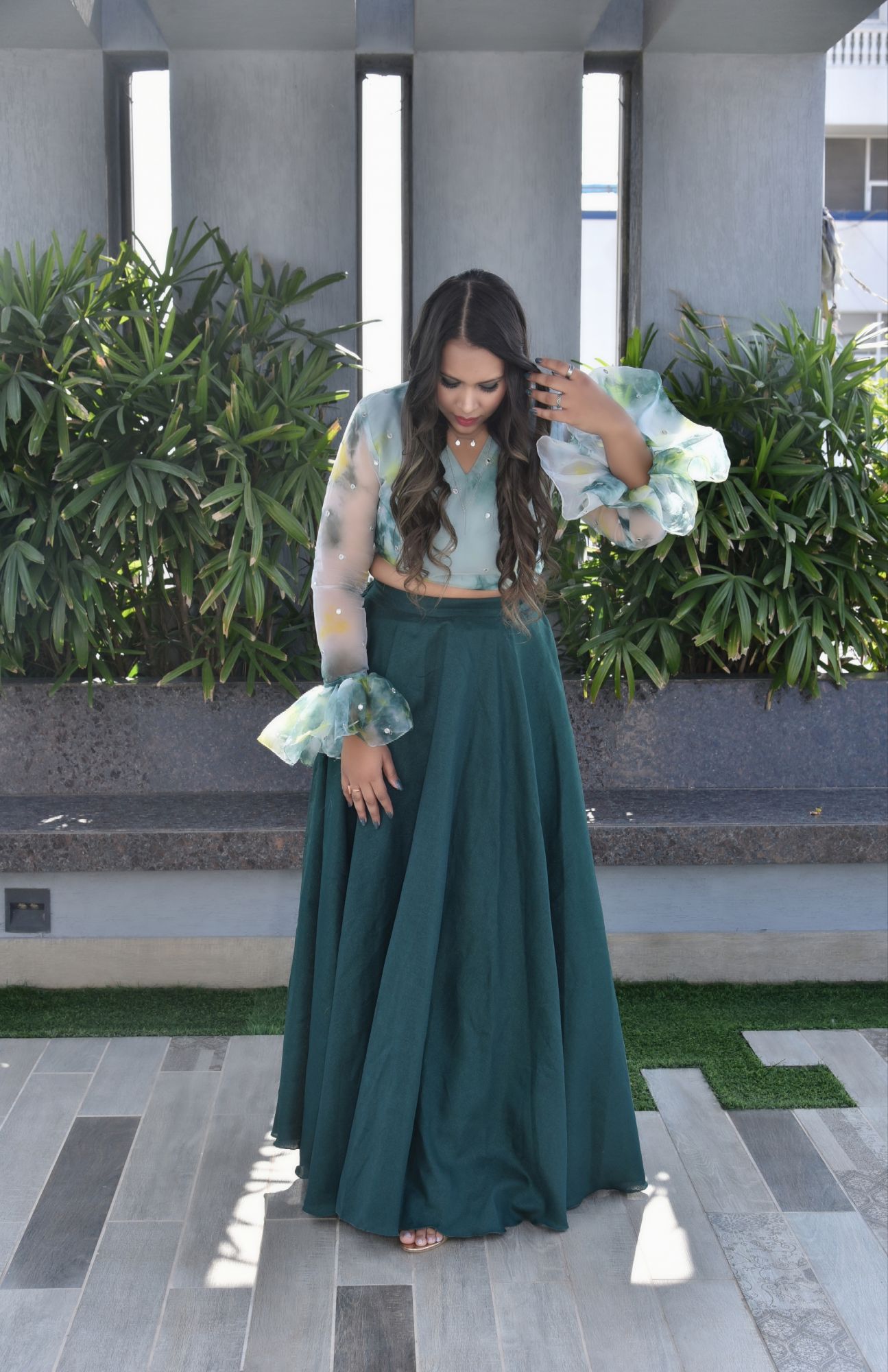 Moss Green Lehenga Set
