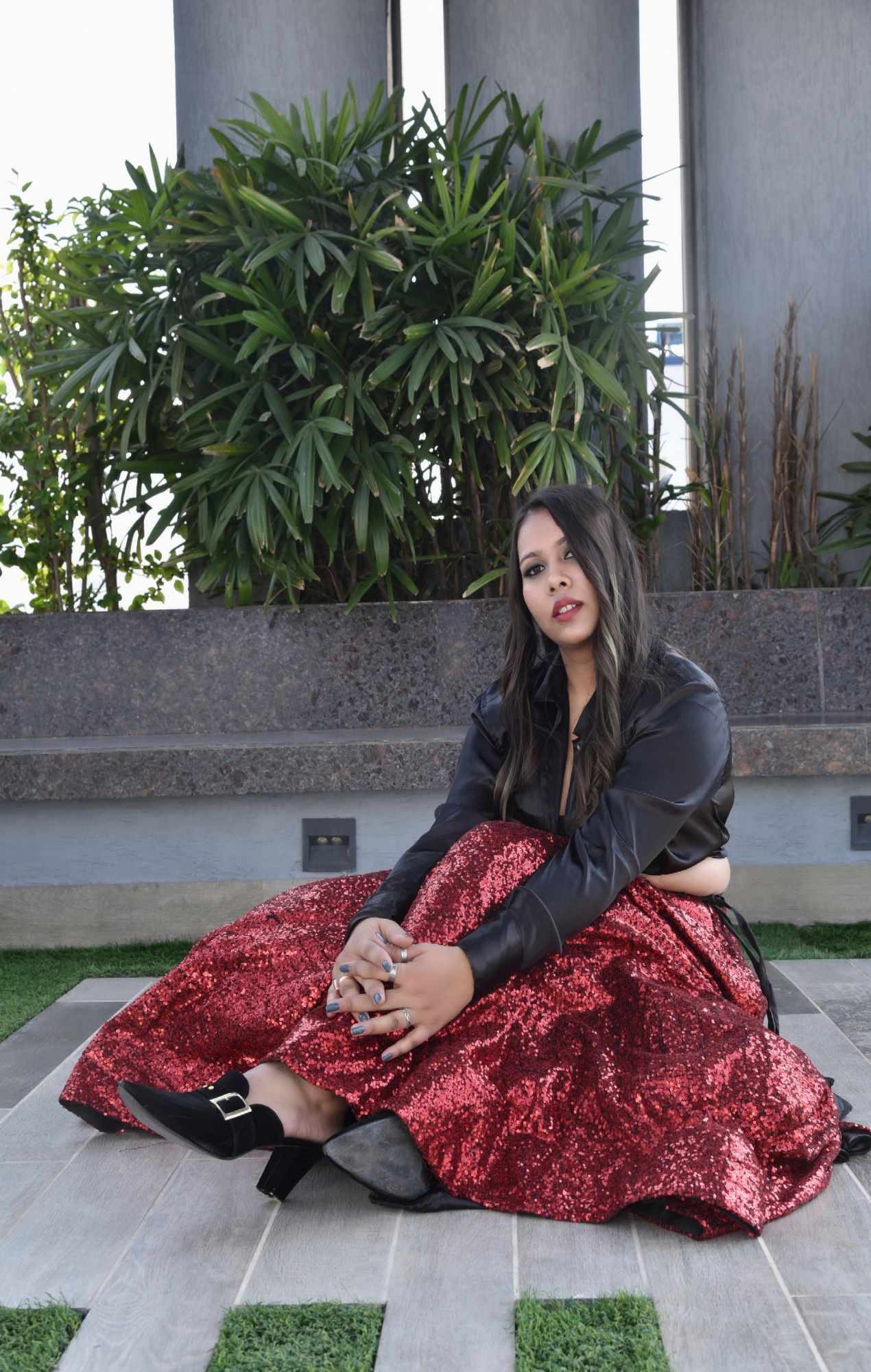 Shimmer red lehenga set