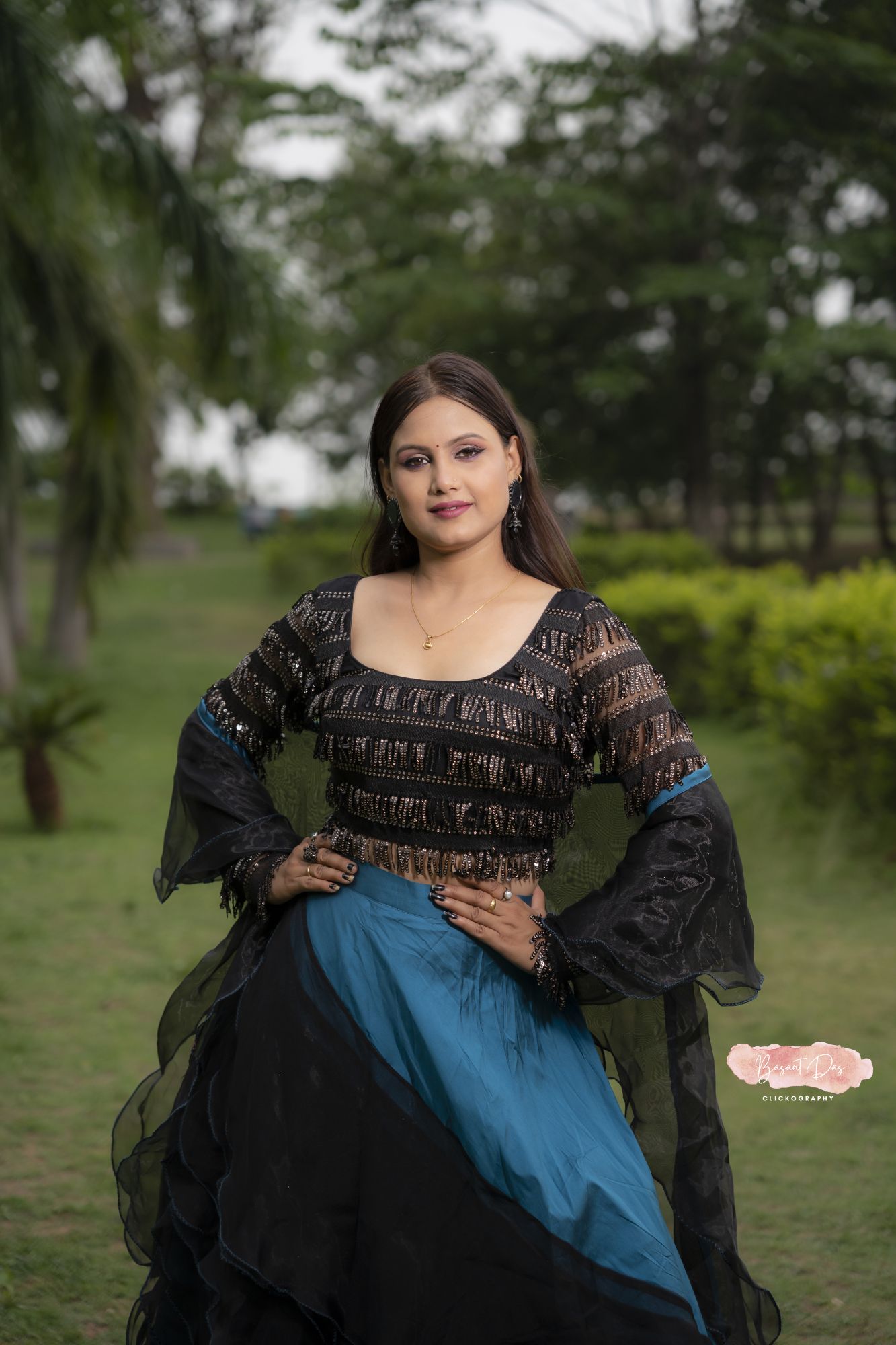 Black Rose orgenza lehenga set