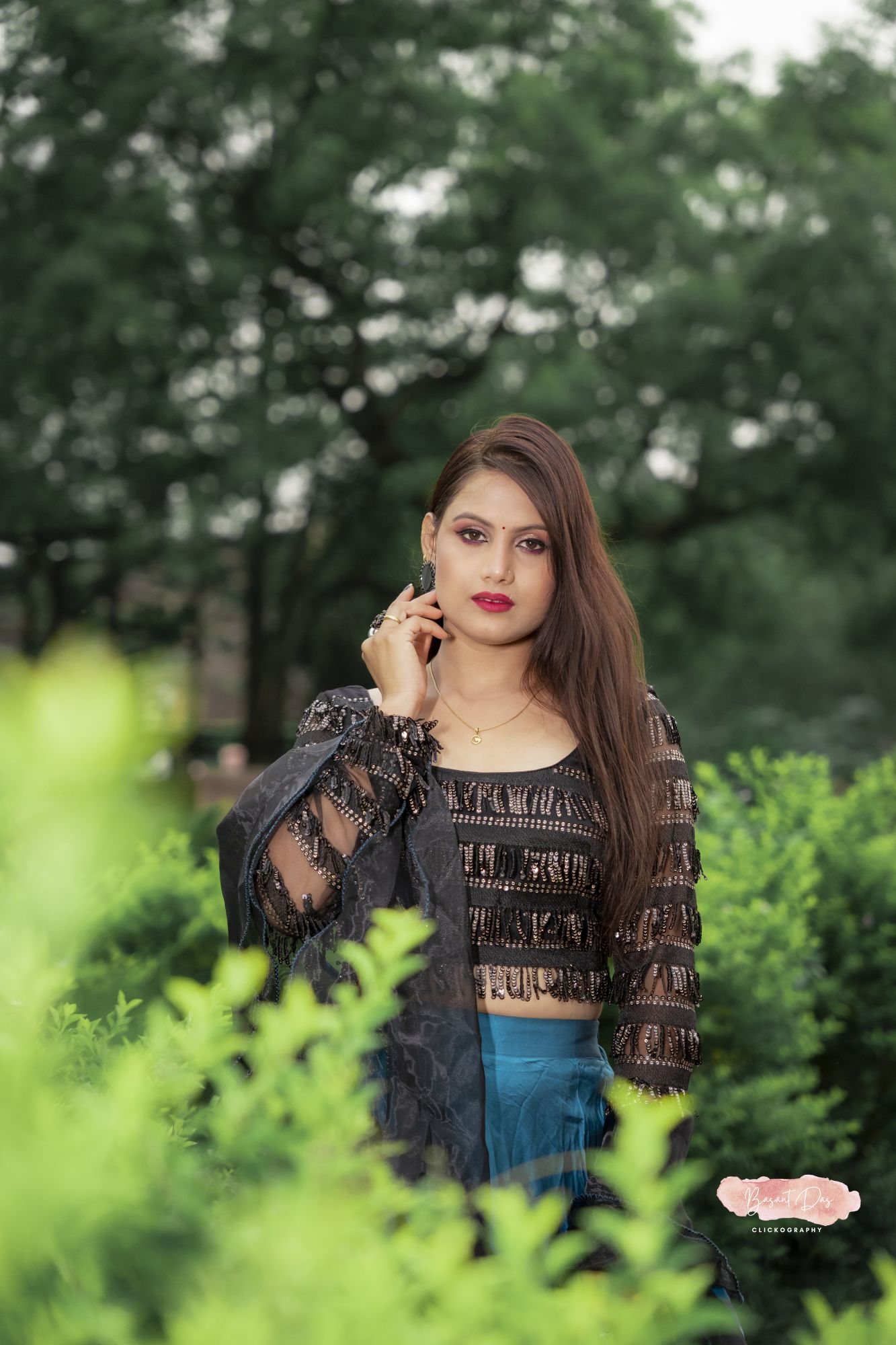 Black Rose orgenza lehenga set