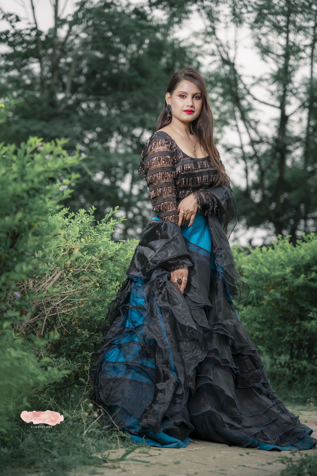 Black Rose orgenza lehenga set