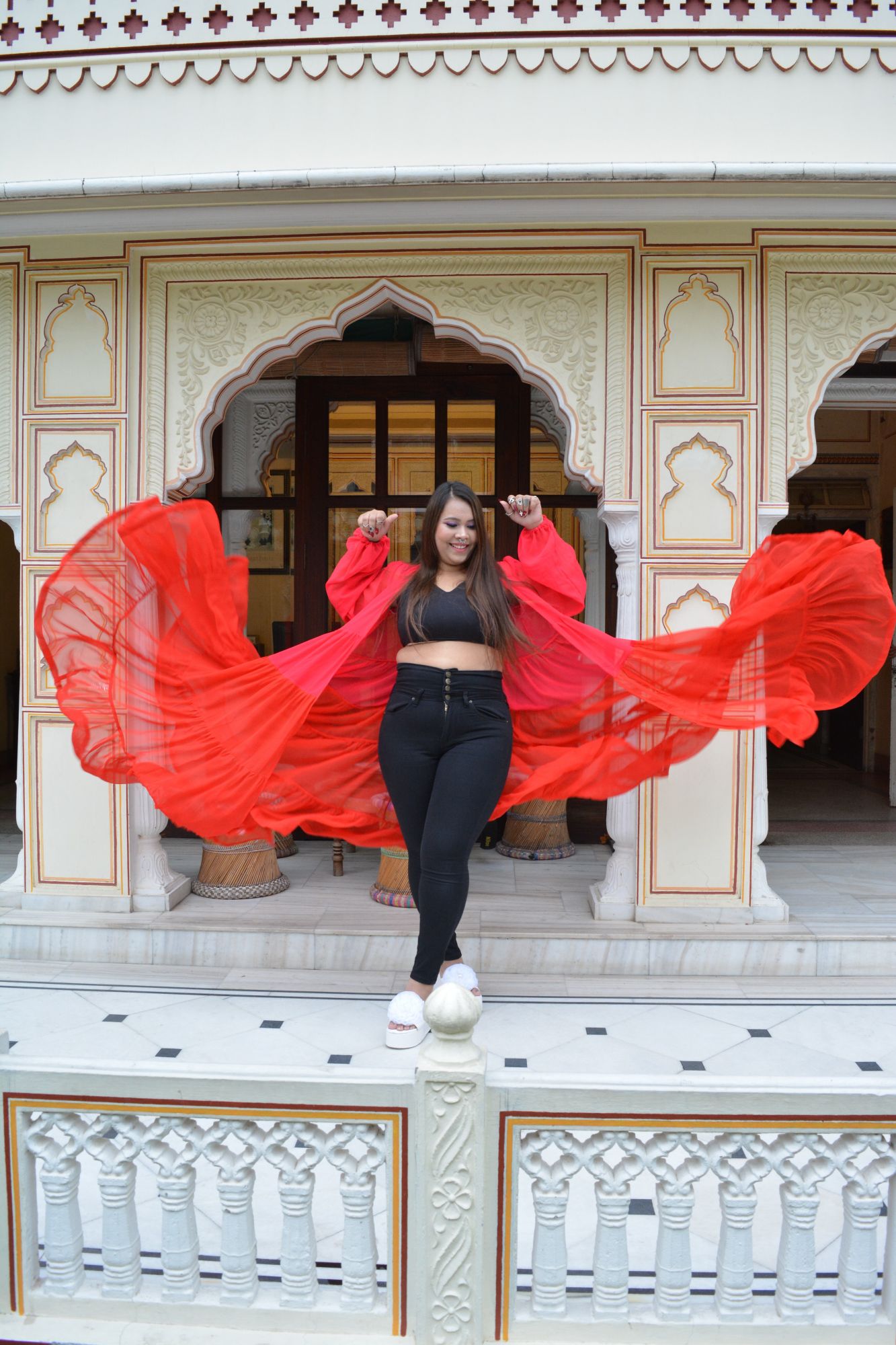 Red and Pink Flared Shrug
