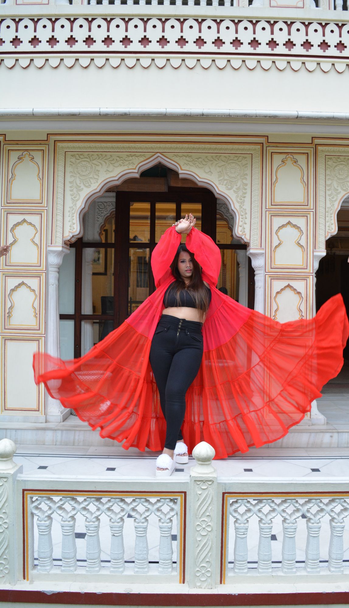 Red and Pink Flared Shrug