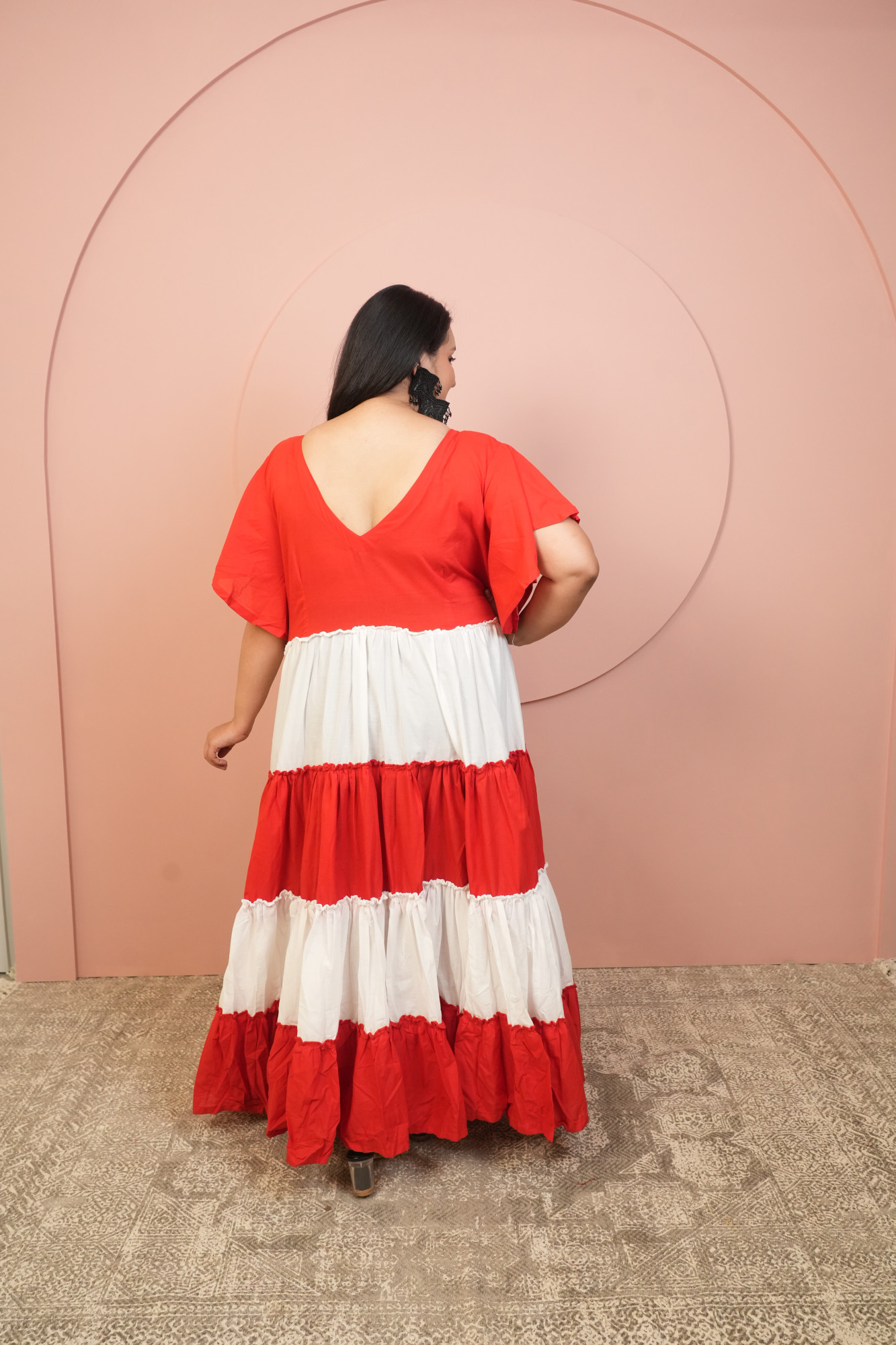 Red and White Cotton Gown