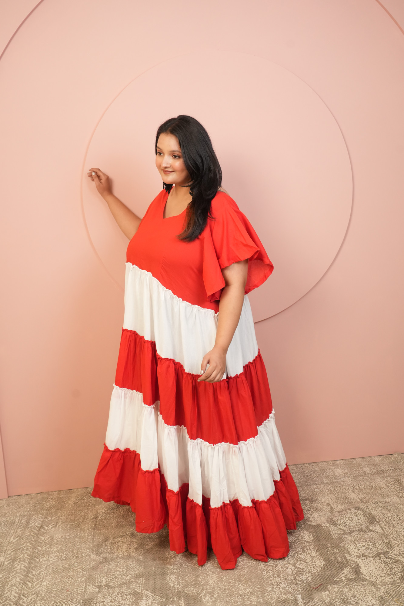 Red and White Cotton Gown