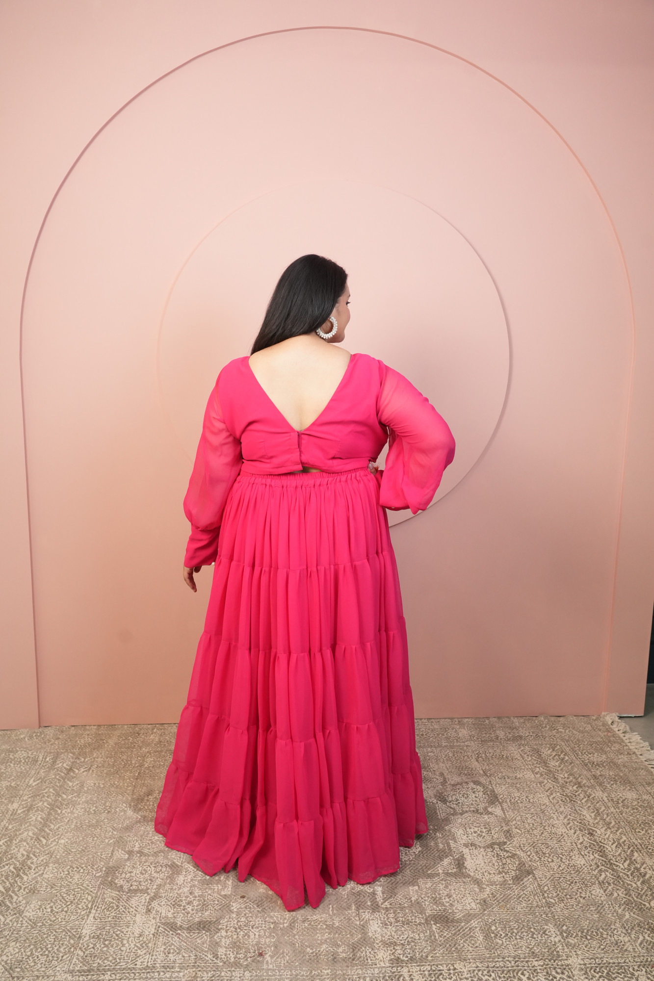 Rani And Orange Magic Tassels Details Georgette Lehenga Set