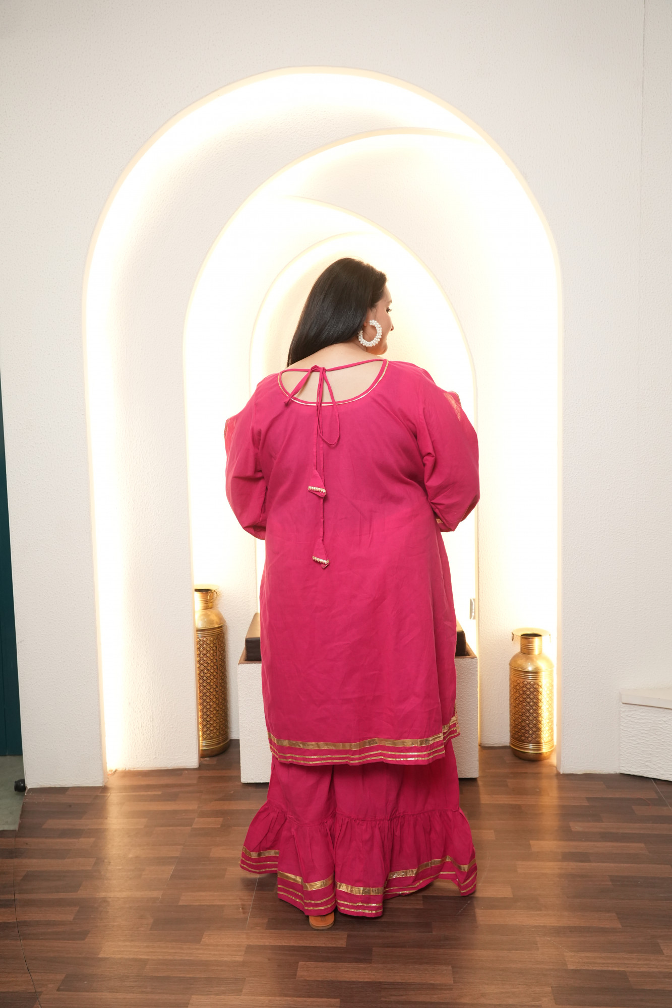 Pink Gota Detail Sharara Set