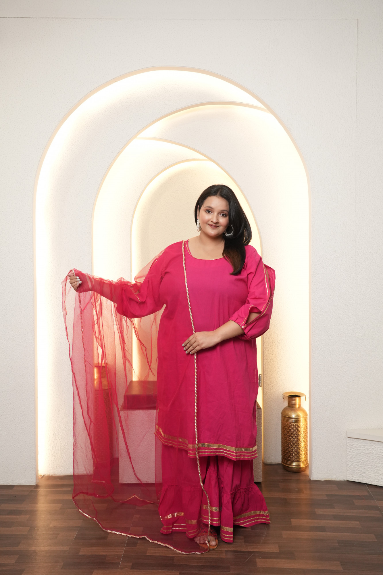 Pink Gota Detail Sharara Set