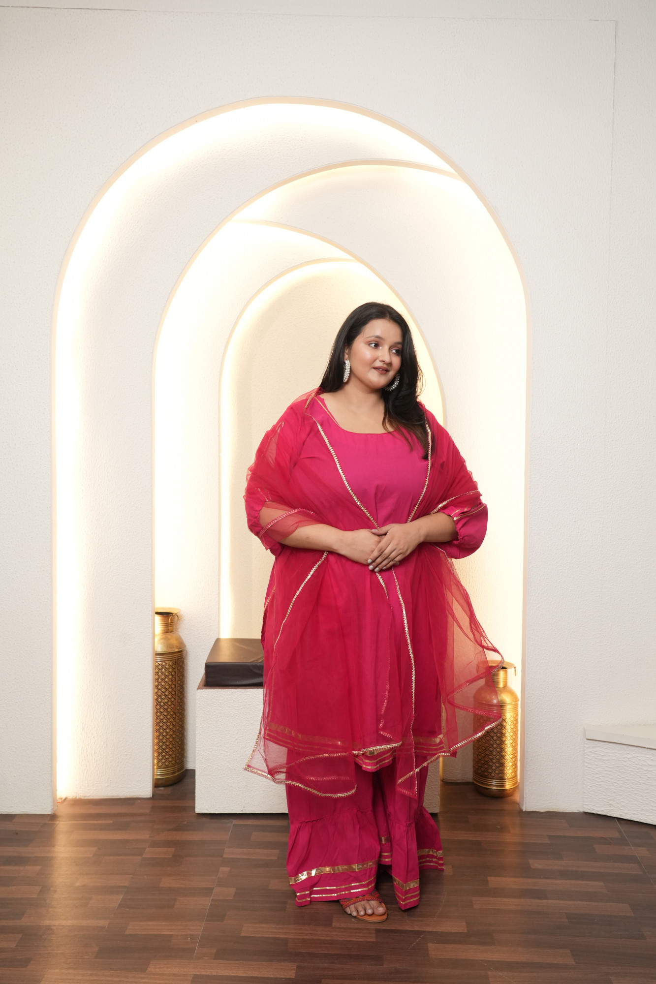 Pink Gota Detail Sharara Set