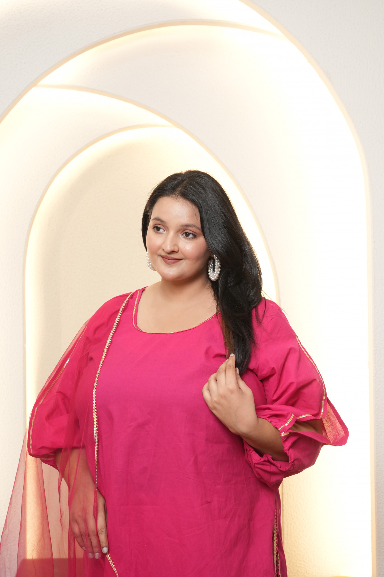 Pink Gota Detail Sharara Set