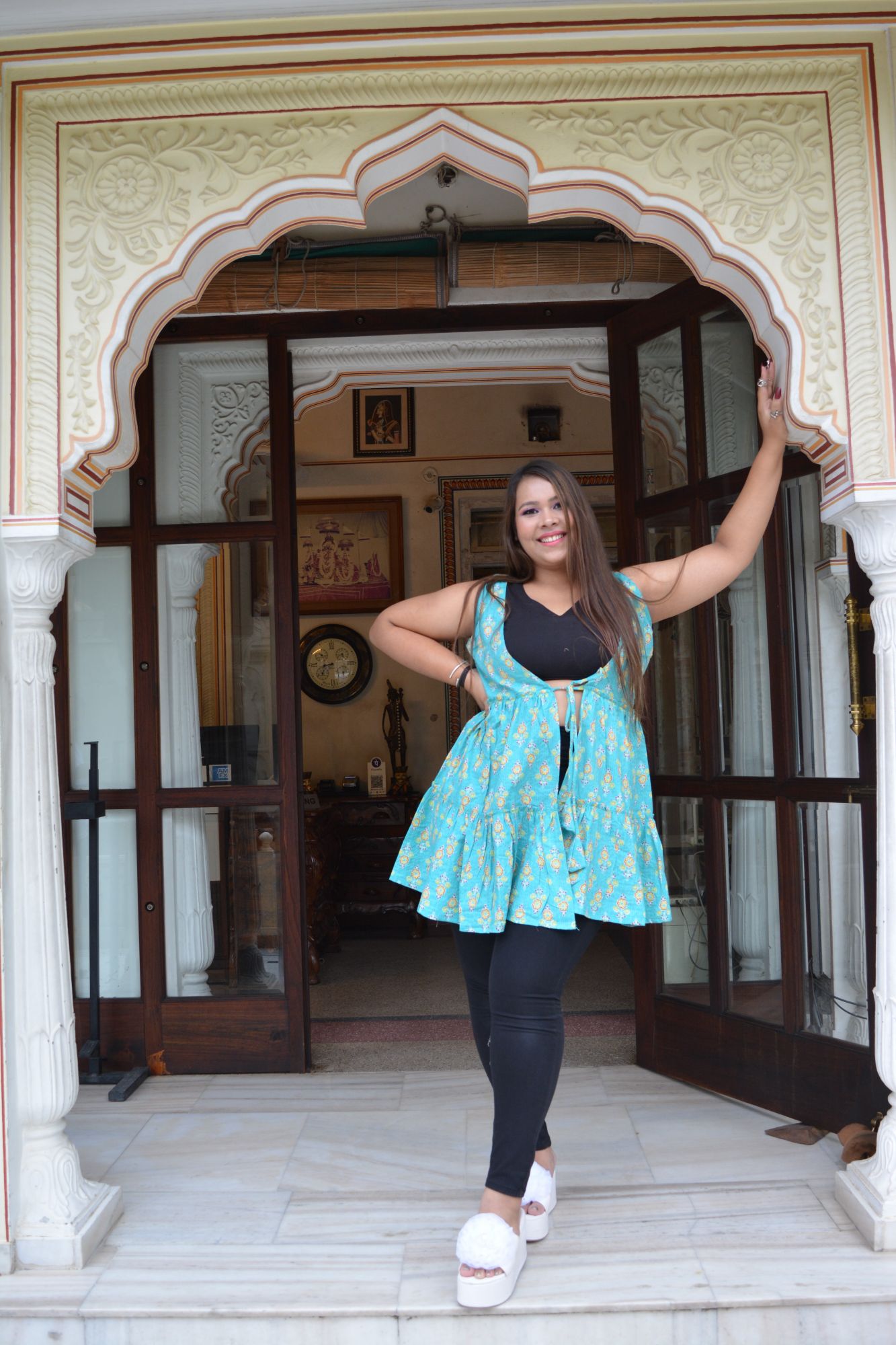 Sky Blue Floral Shrug