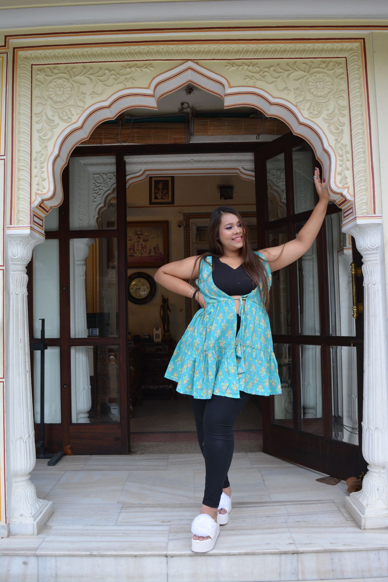 Sky Blue Floral Shrug