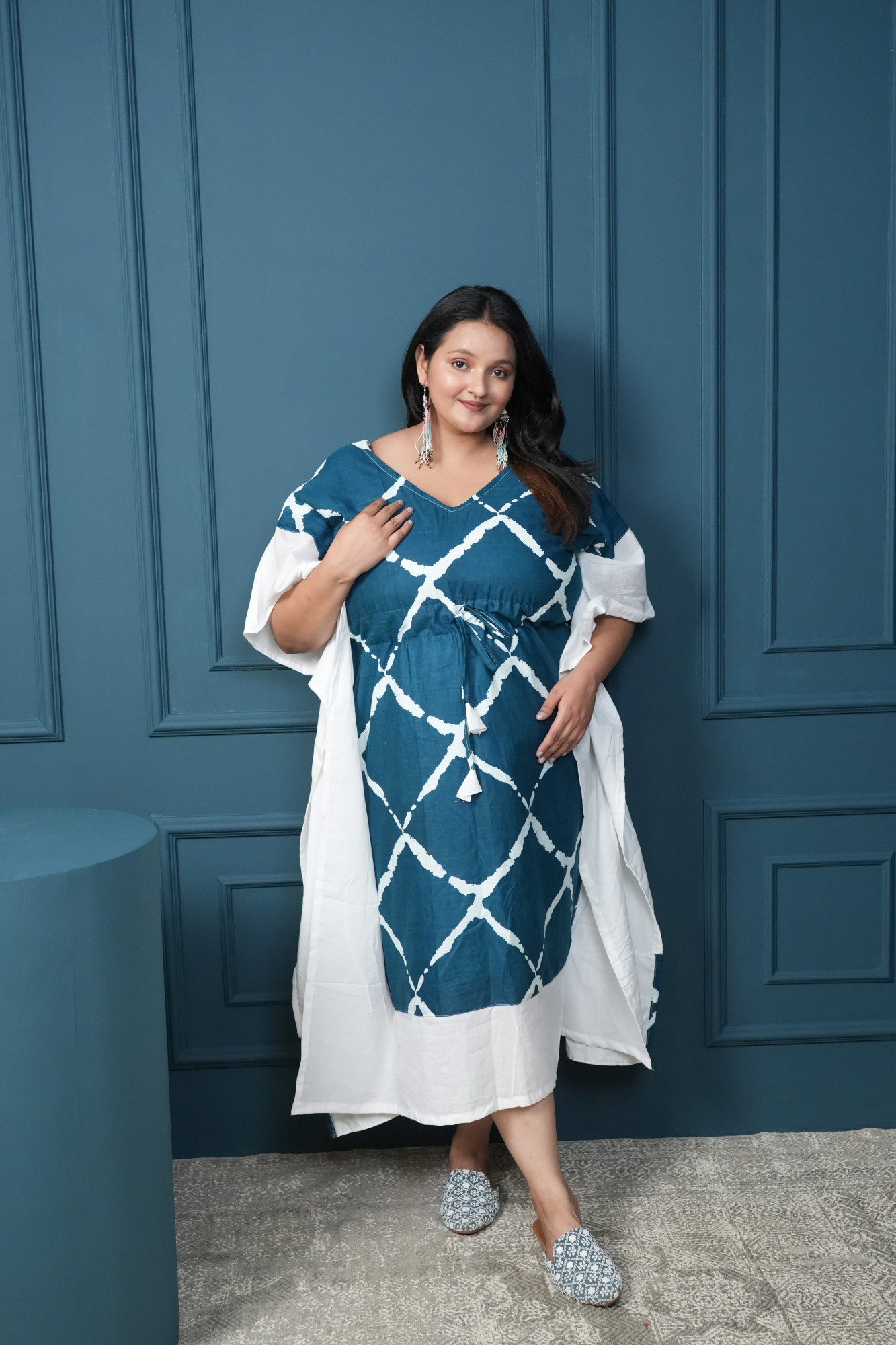 Indigo And White Kaftan