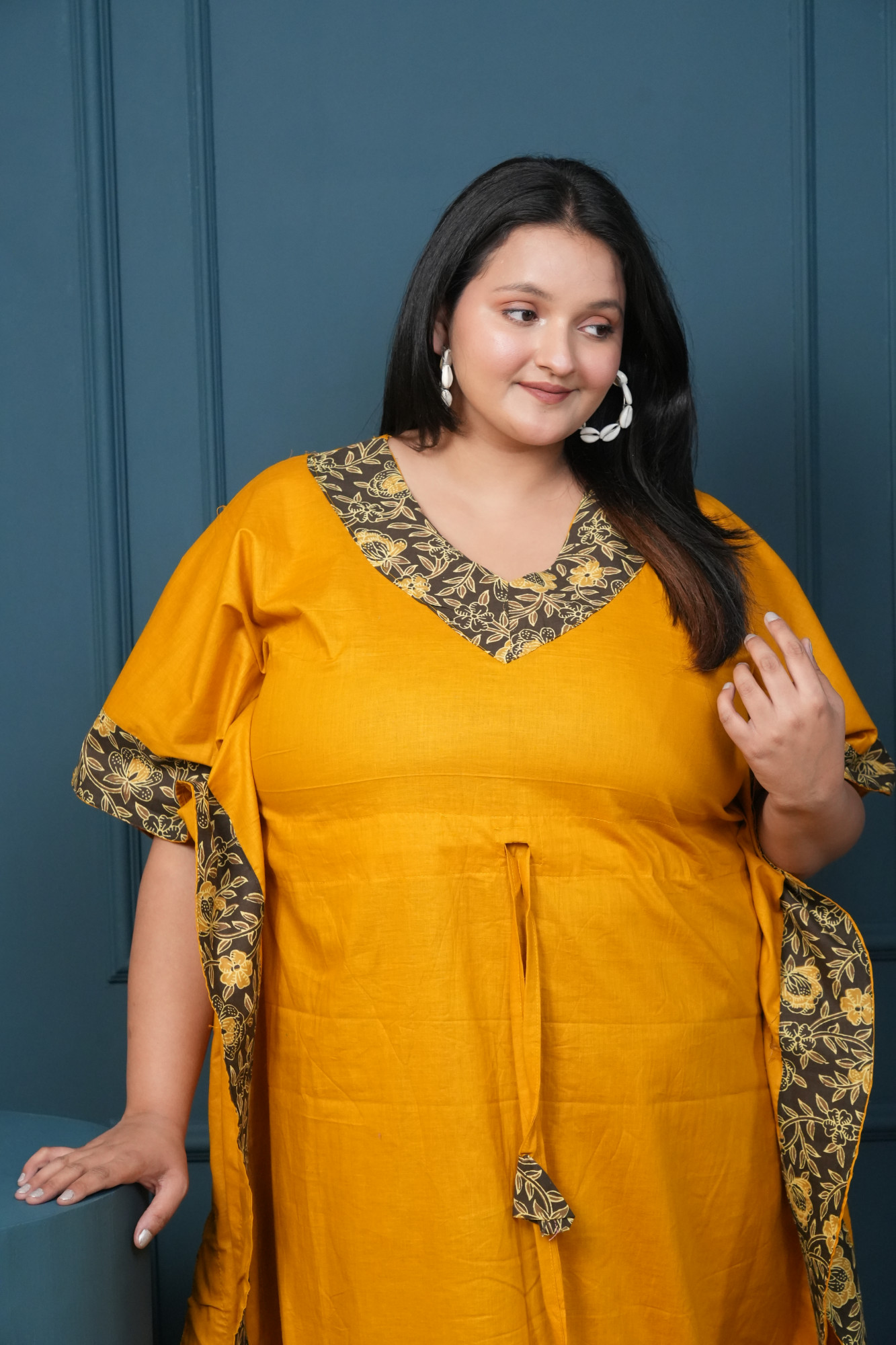 Mustard And Black Kaftan