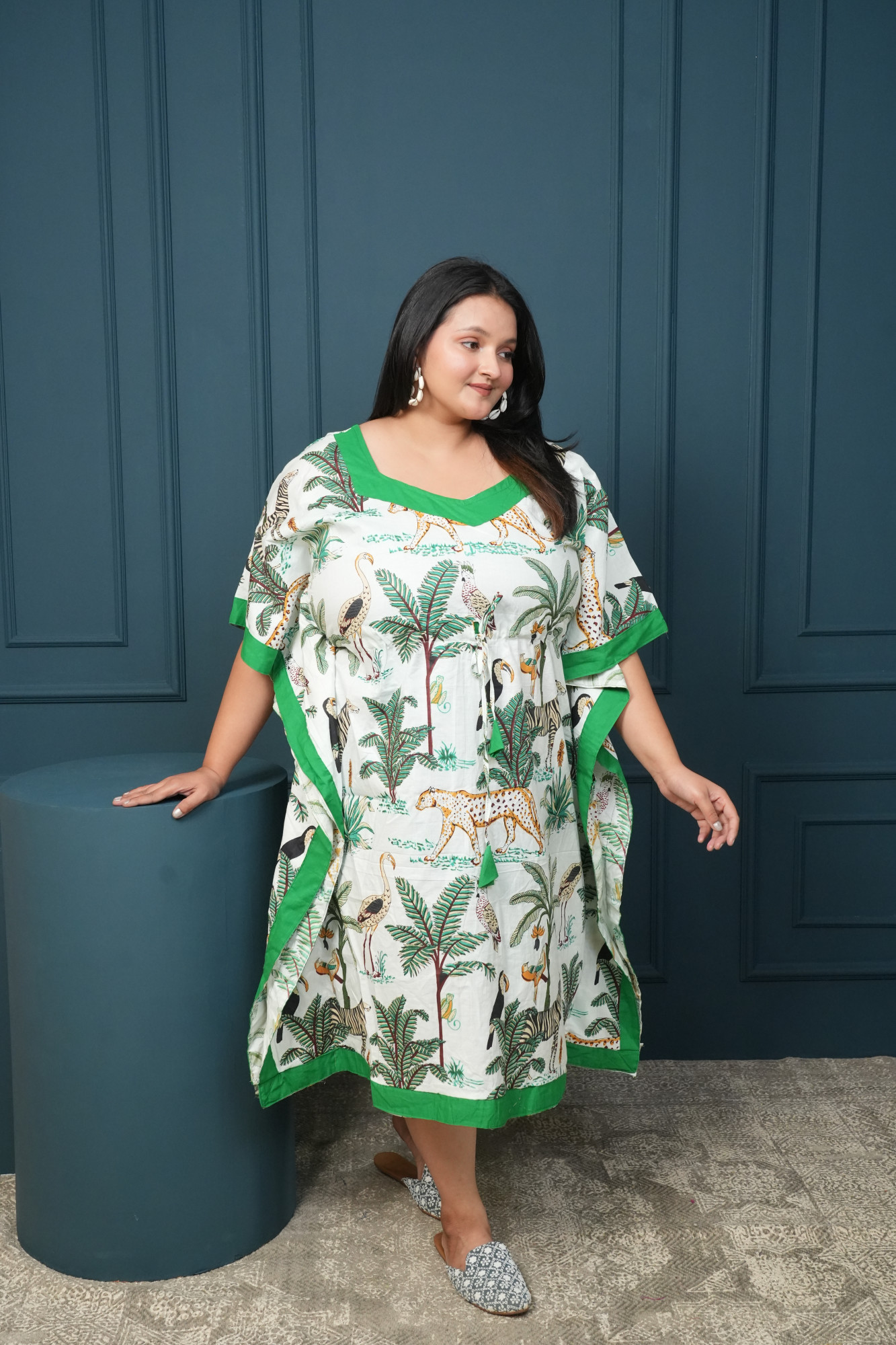 White Forest Printed Kaftan