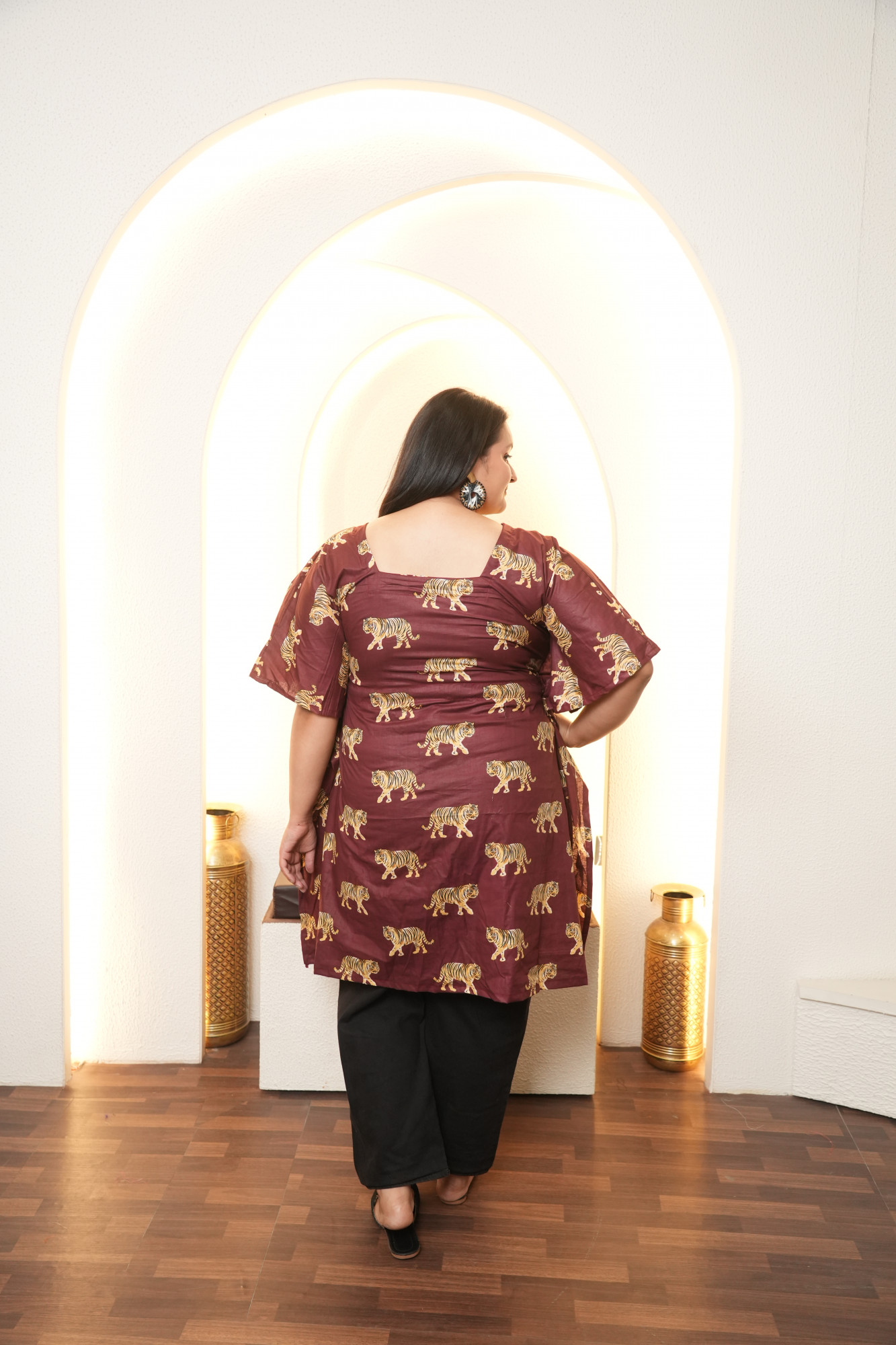 Maroon Tiger Printed Kaftan