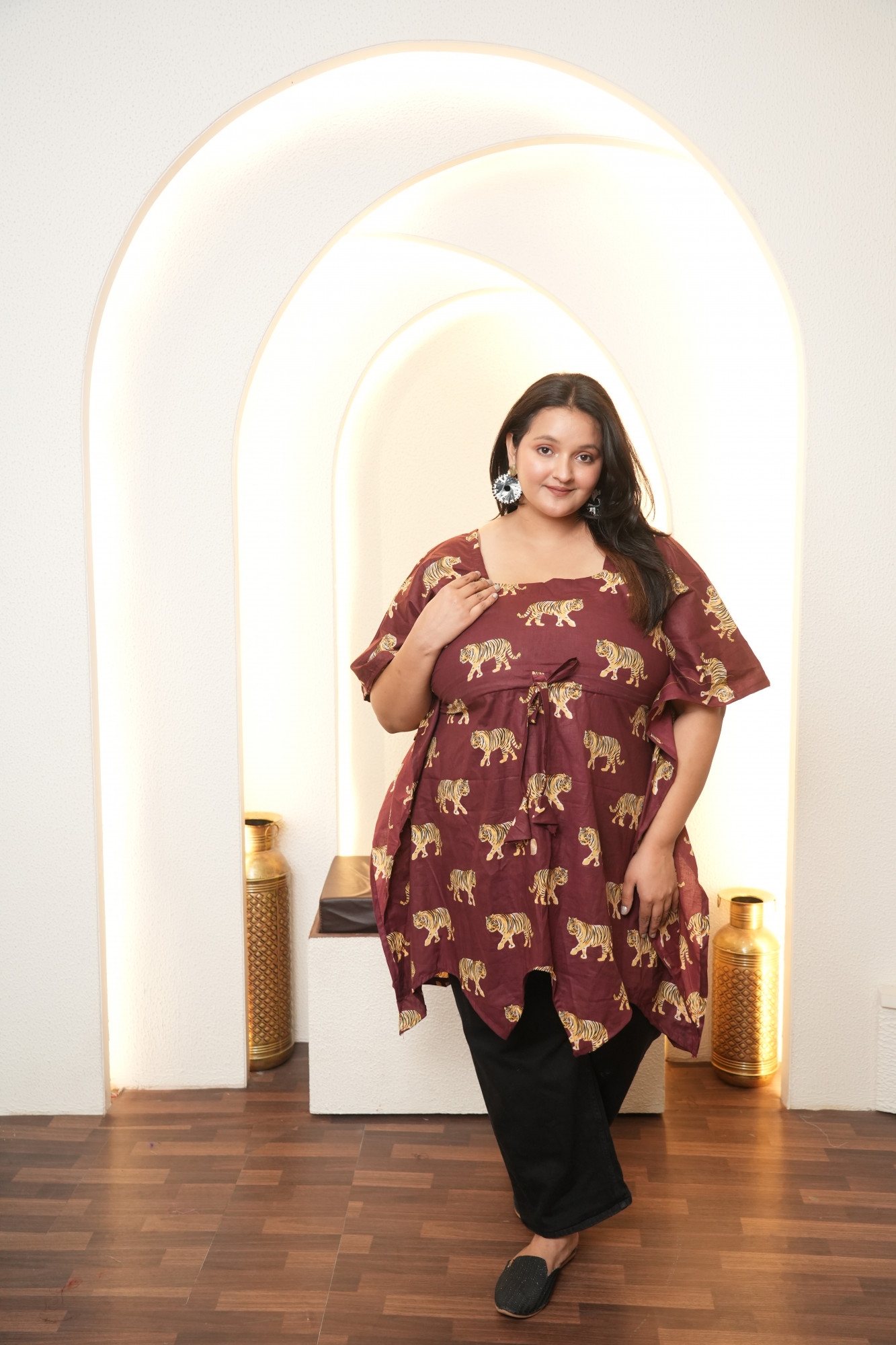 Maroon Tiger Printed Kaftan