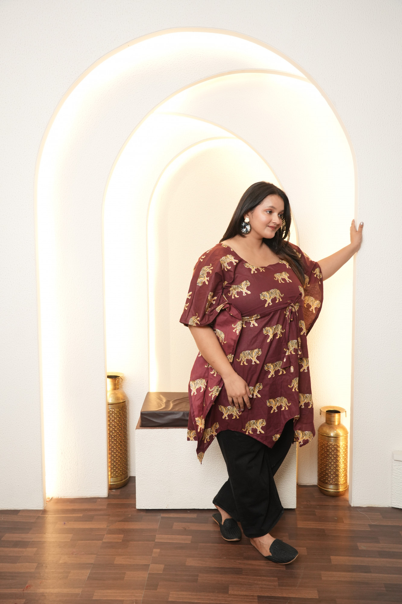 Maroon Tiger Printed Kaftan