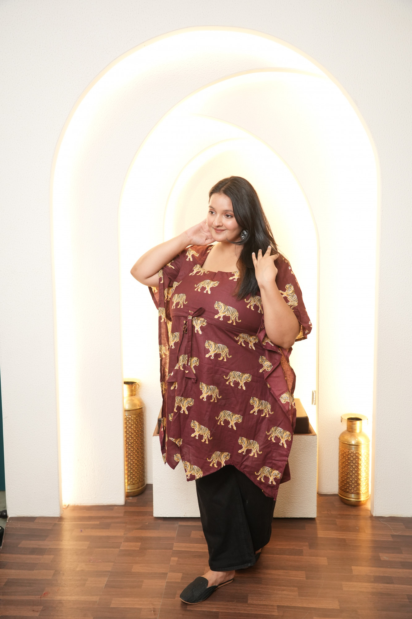 Maroon Tiger Printed Kaftan