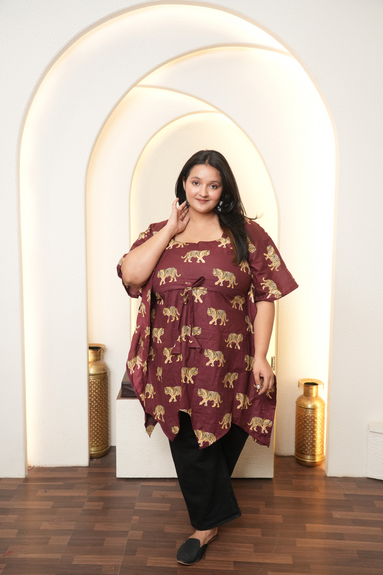 Maroon Tiger Printed Kaftan