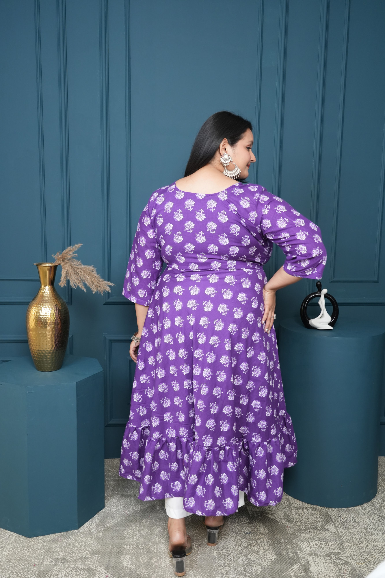 Brinjal Purple Tiered Anarkali Gown