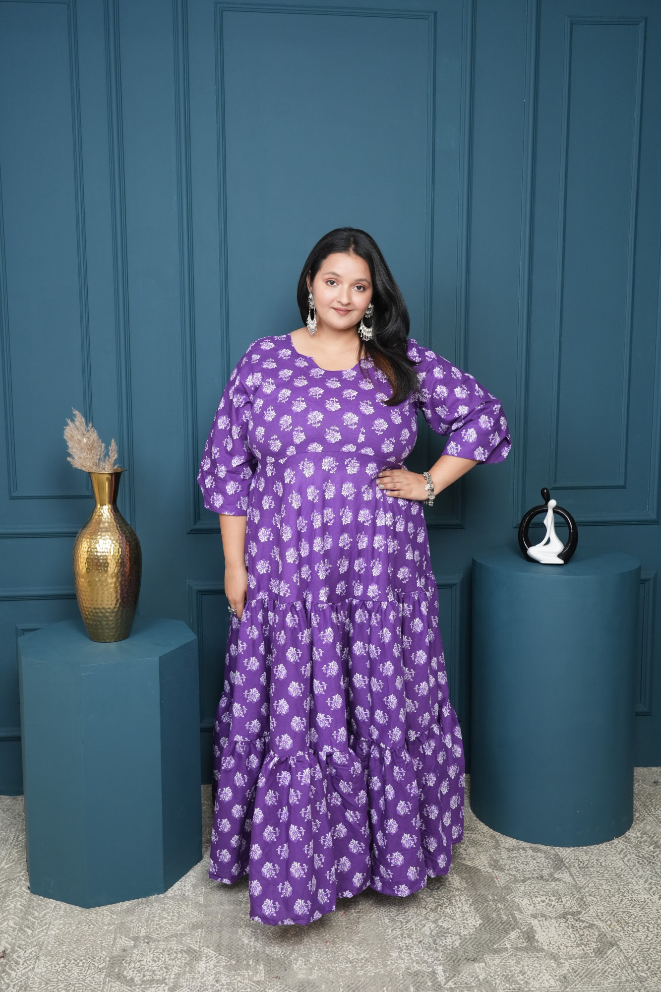 Brinjal Purple Tiered Anarkali Gown