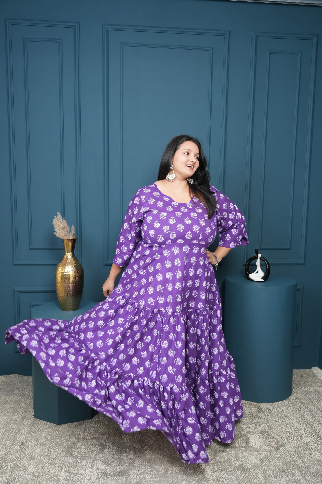 Brinjal Purple Tiered Anarkali Gown