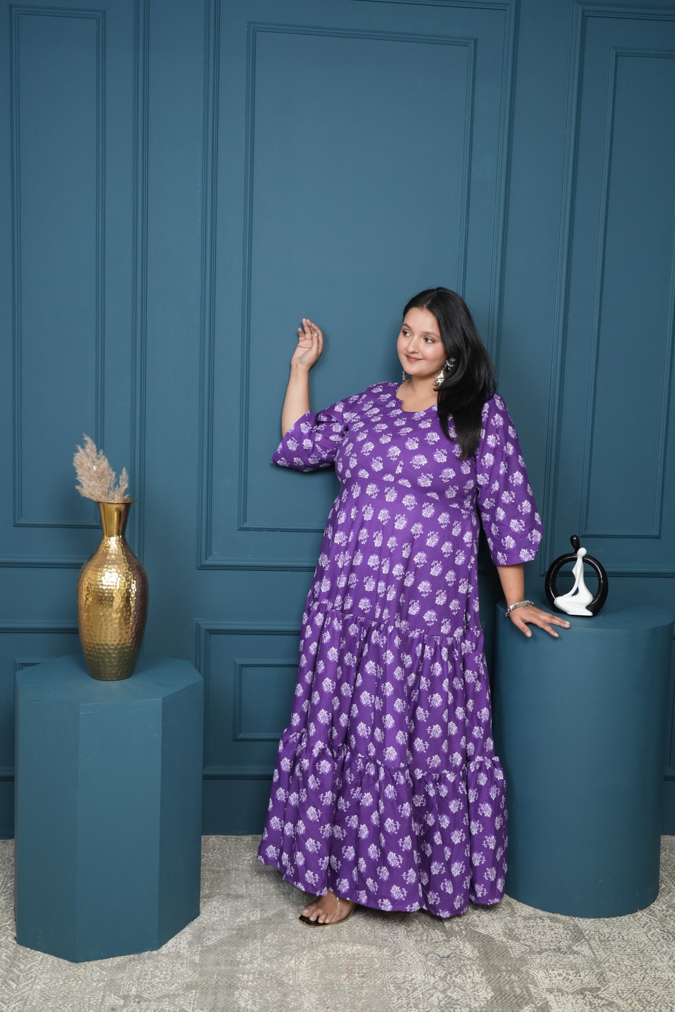 Brinjal Purple Tiered Anarkali Gown