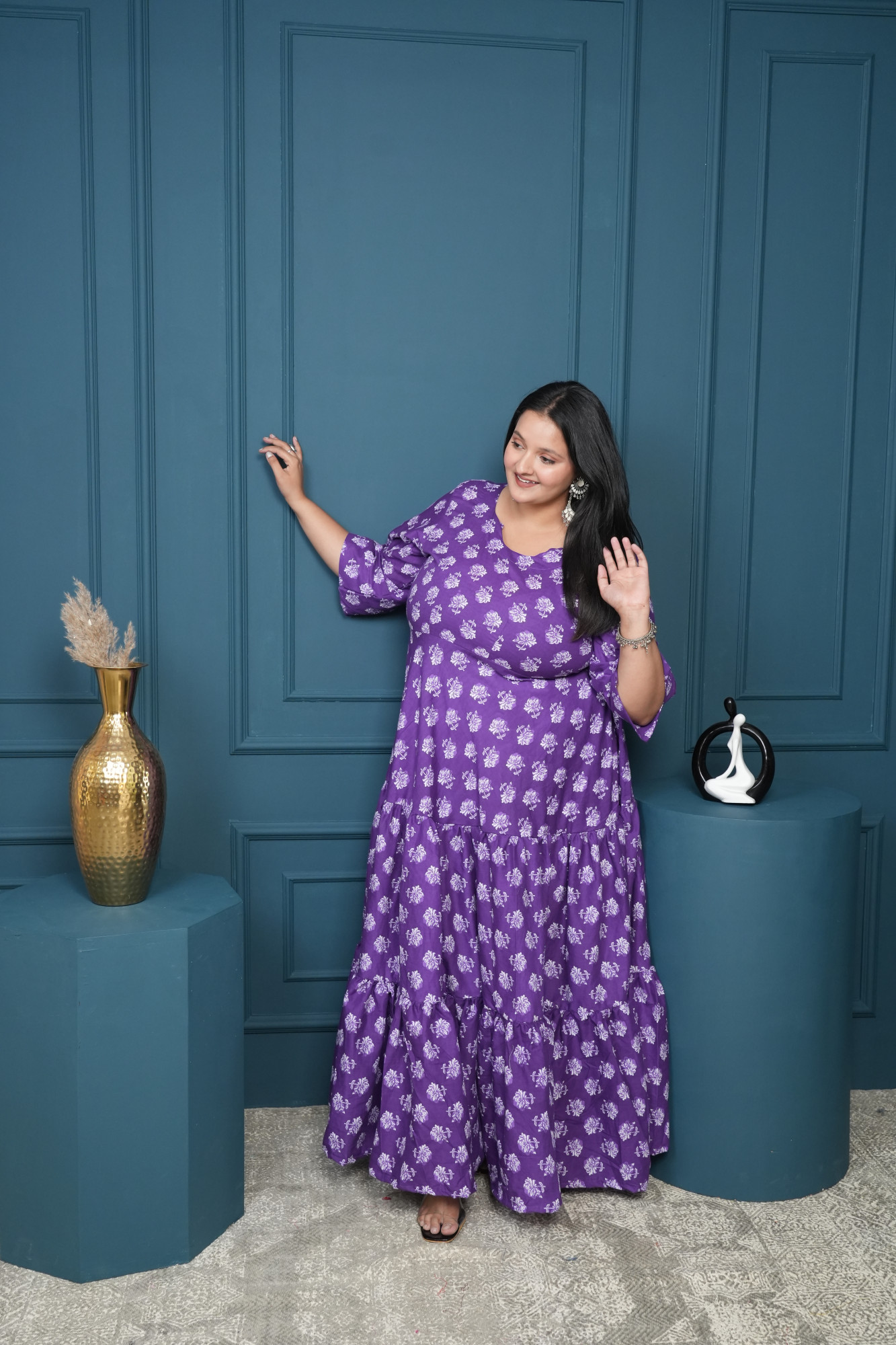 Brinjal Purple Tiered Anarkali Gown