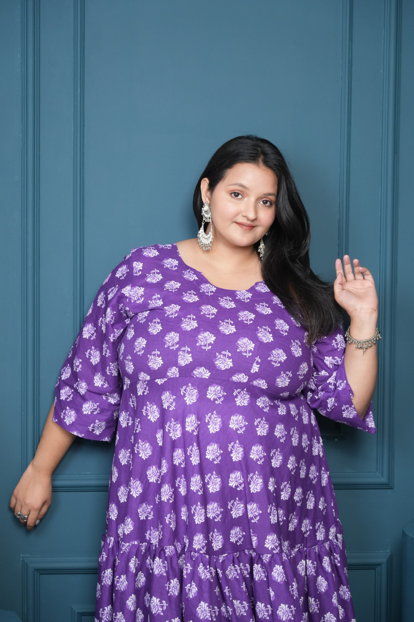 Brinjal Purple Tiered Anarkali Gown