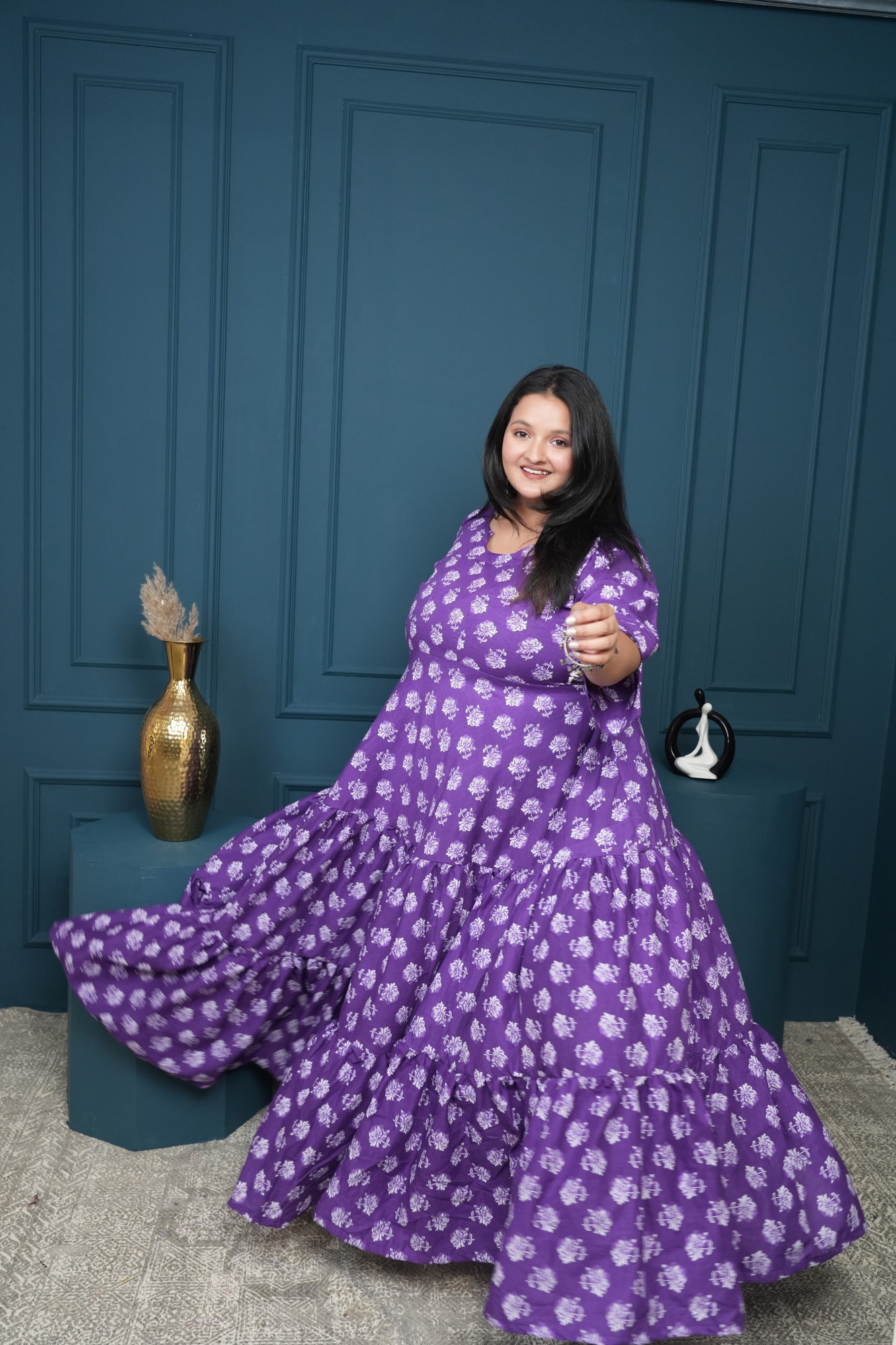 Brinjal Purple Tiered Anarkali Gown