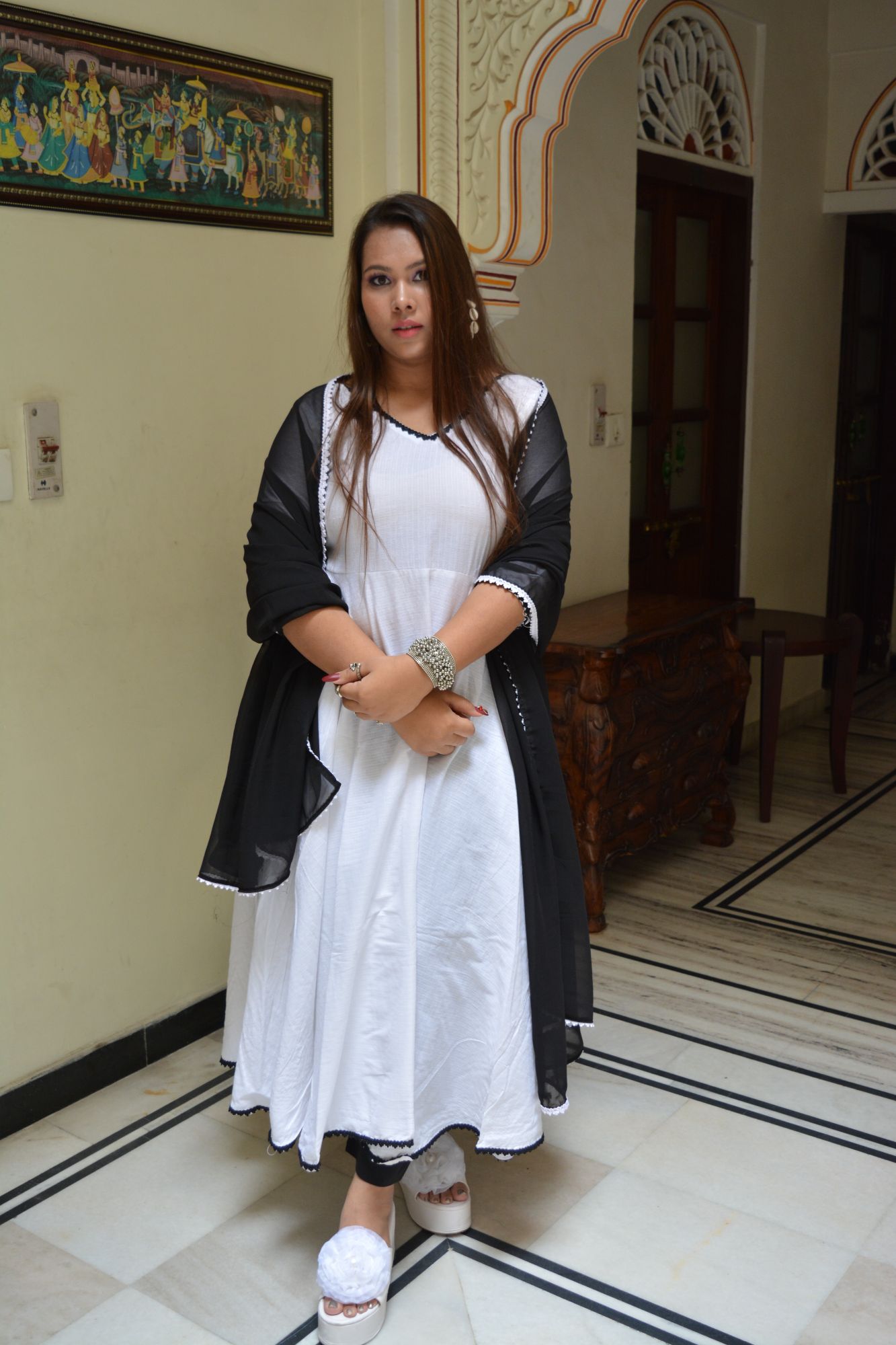 White Anarkali Suit Set