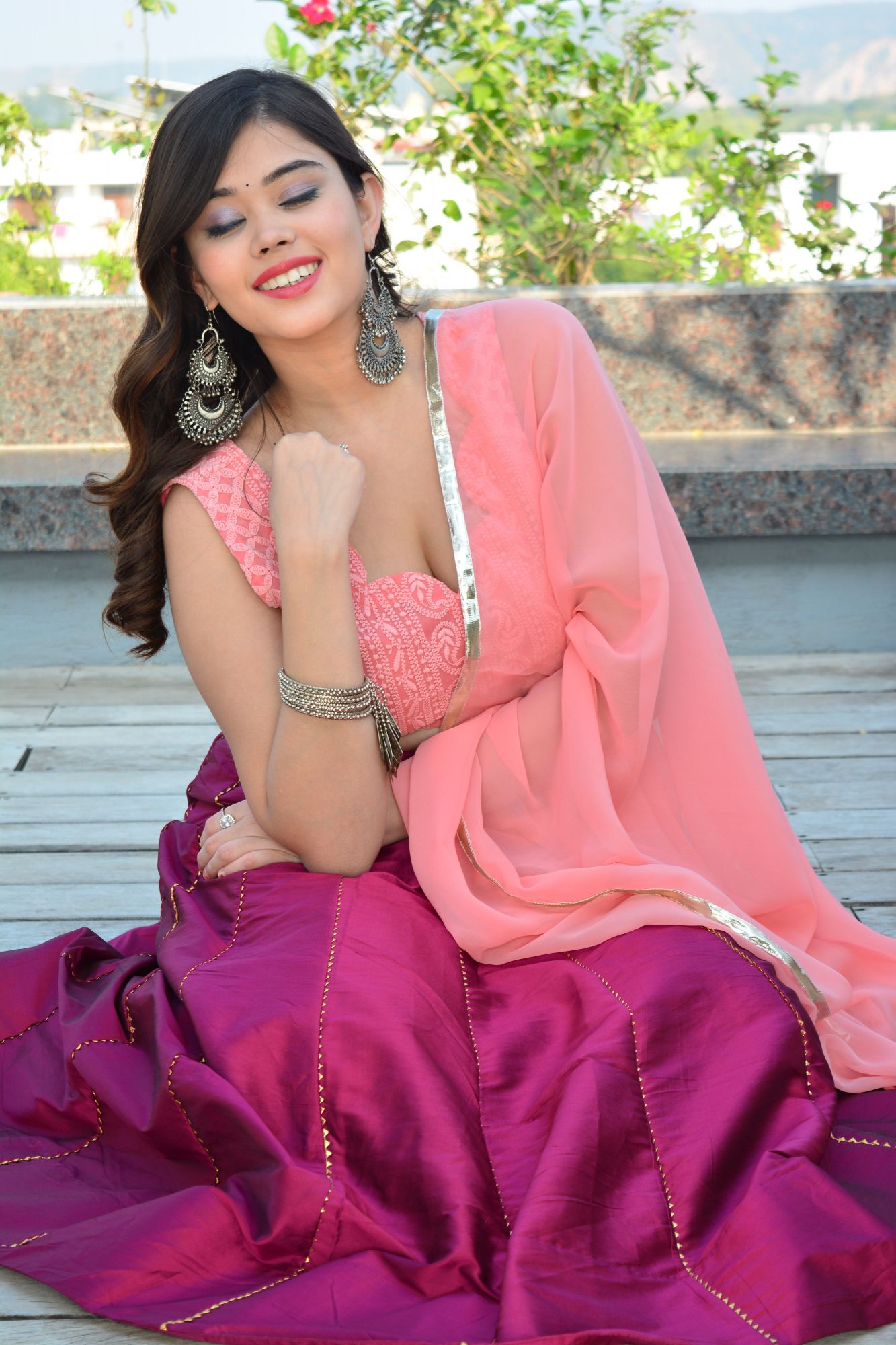 Peach blossom lehenga set