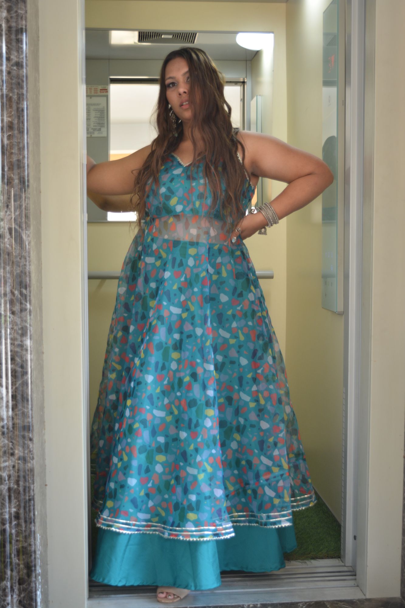 Rama Green Printed Skirt Set