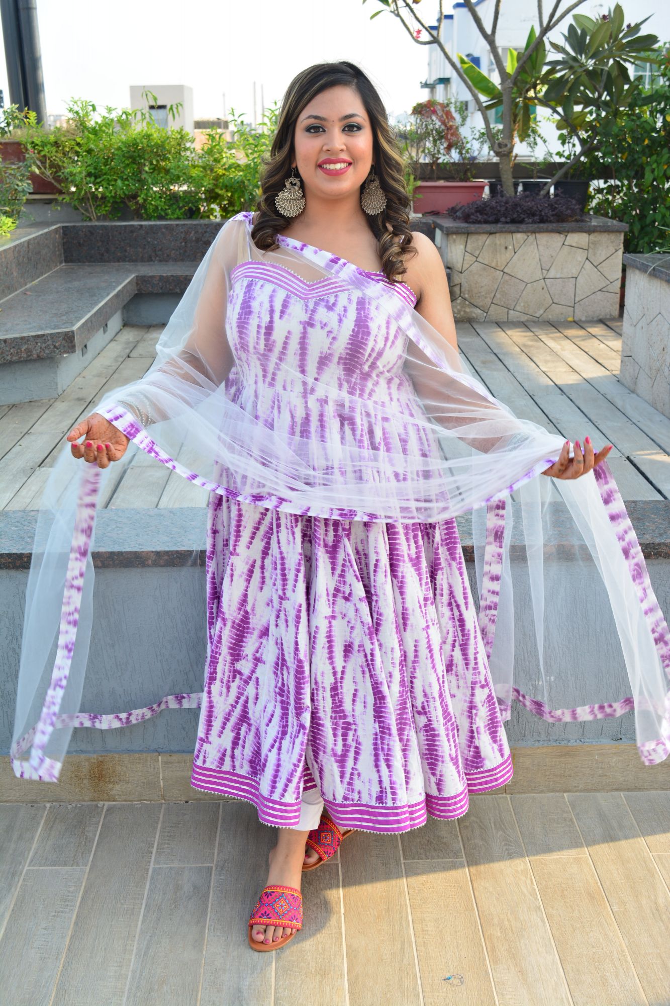 Daisy shibori anarkali