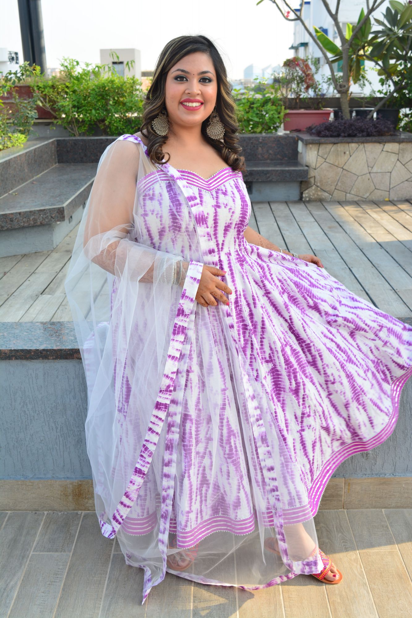 Daisy shibori anarkali