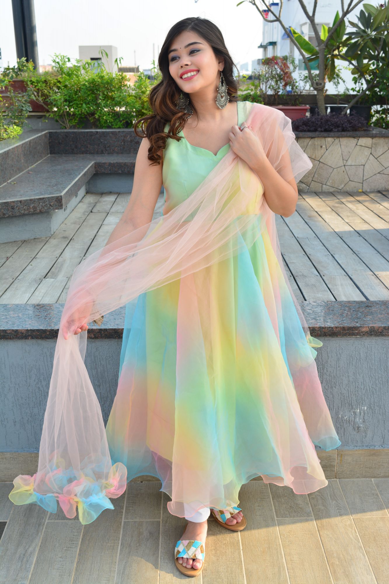 Glowing orgenza anarkali