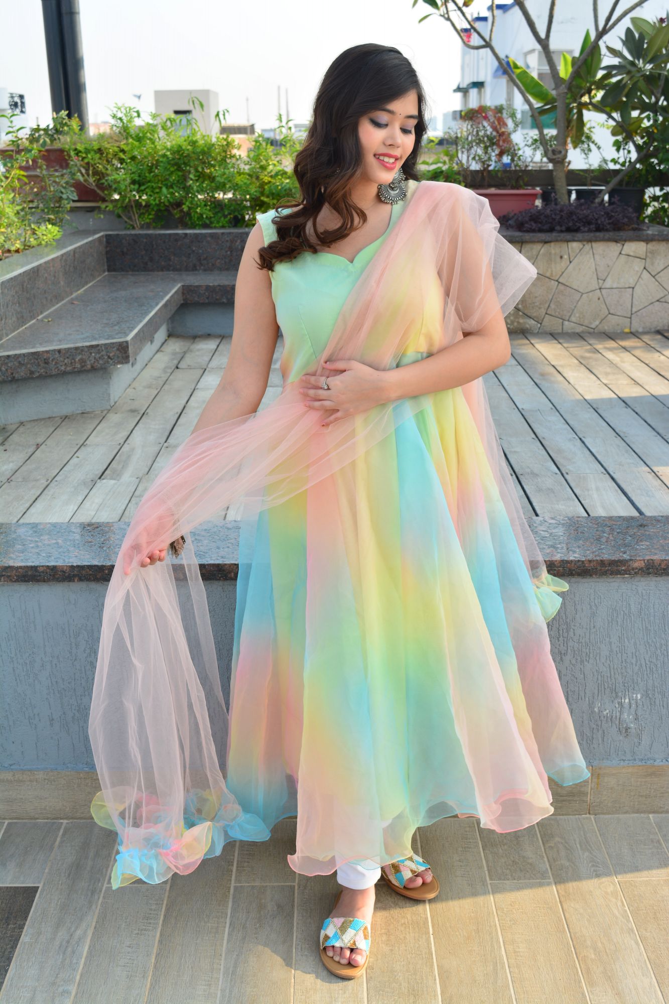 Glowing orgenza anarkali