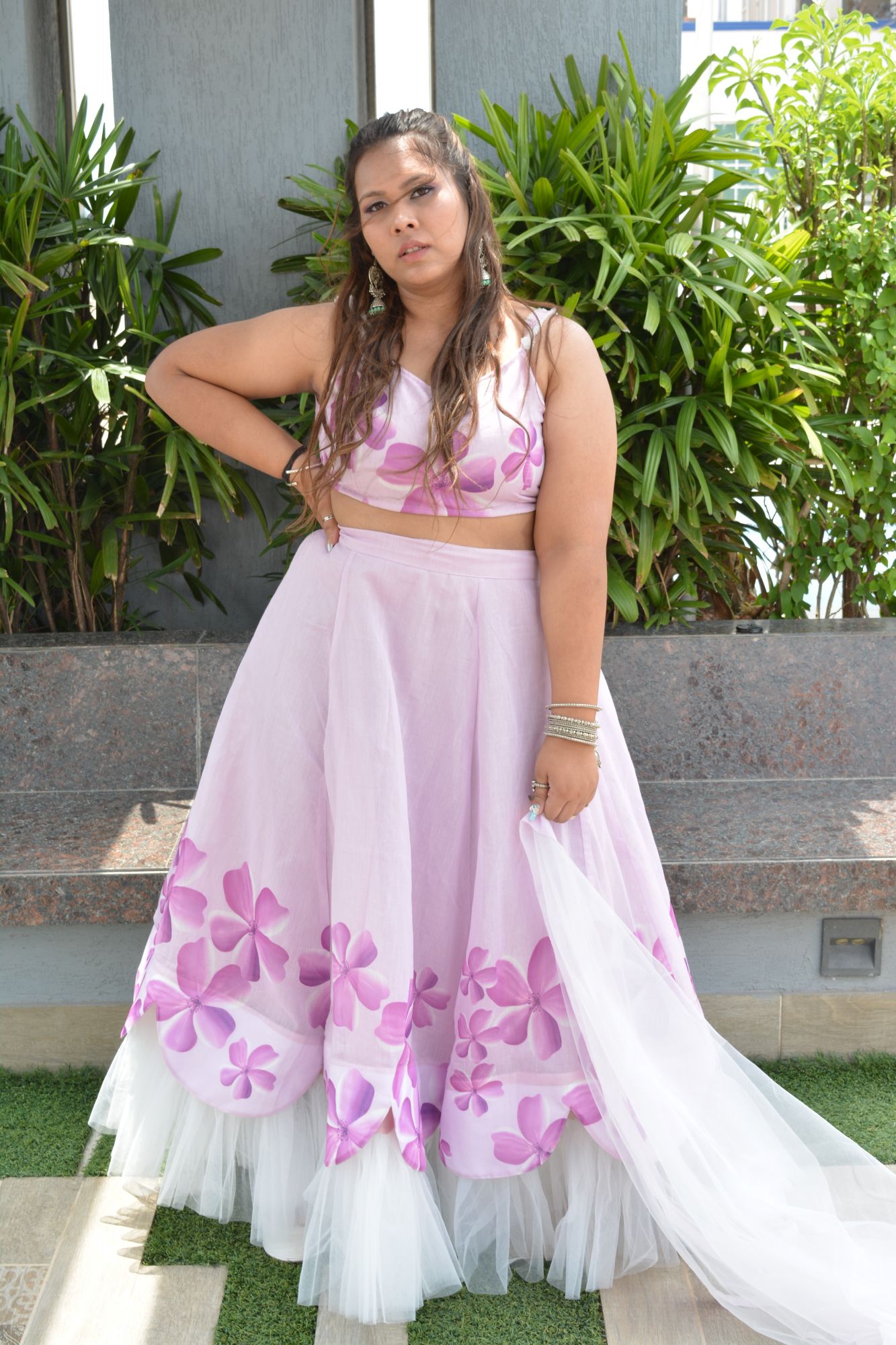 Pastel Floral scallop Lehenga Set