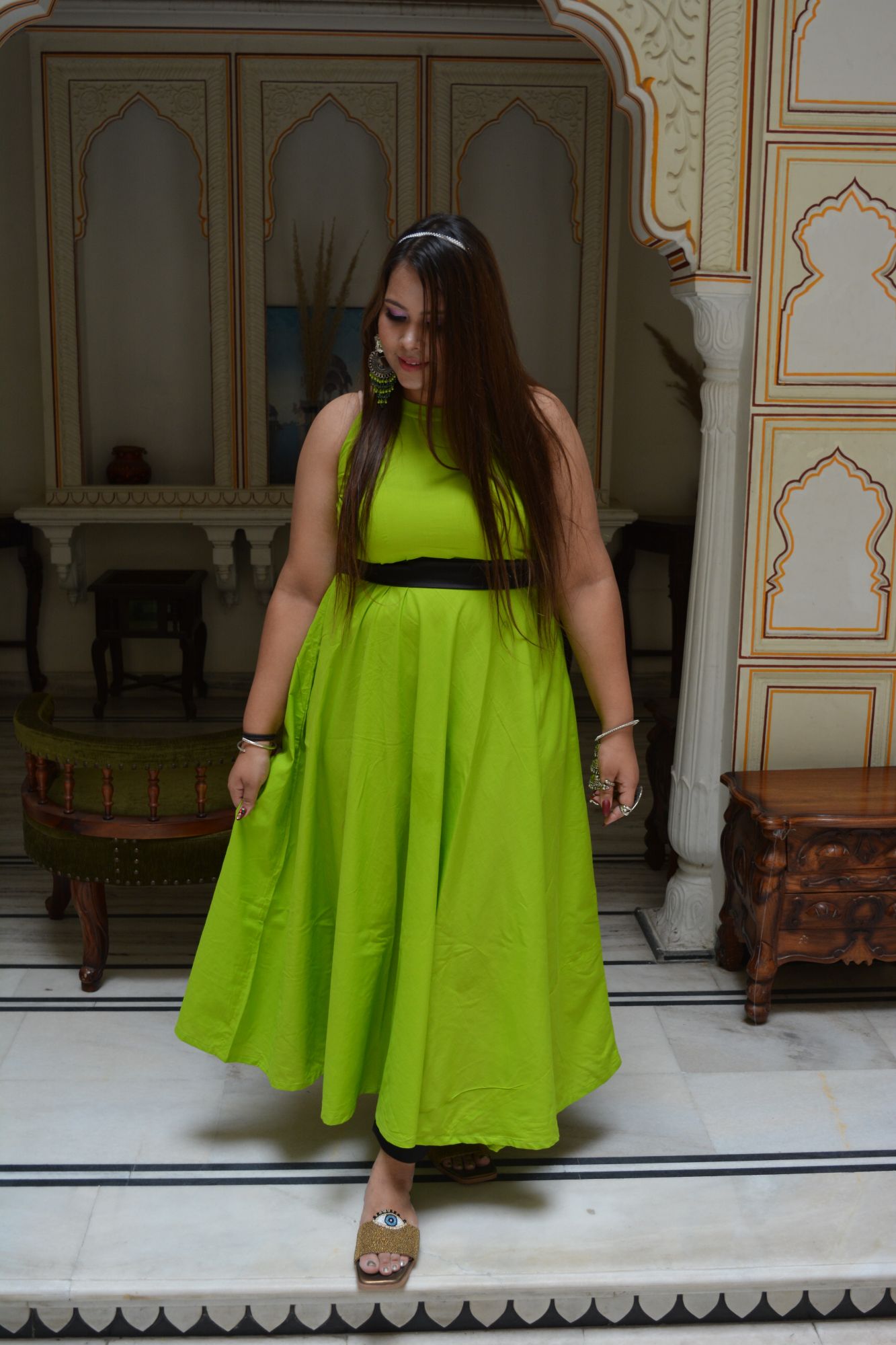 Fluorescent Green Anarkali Suit Set