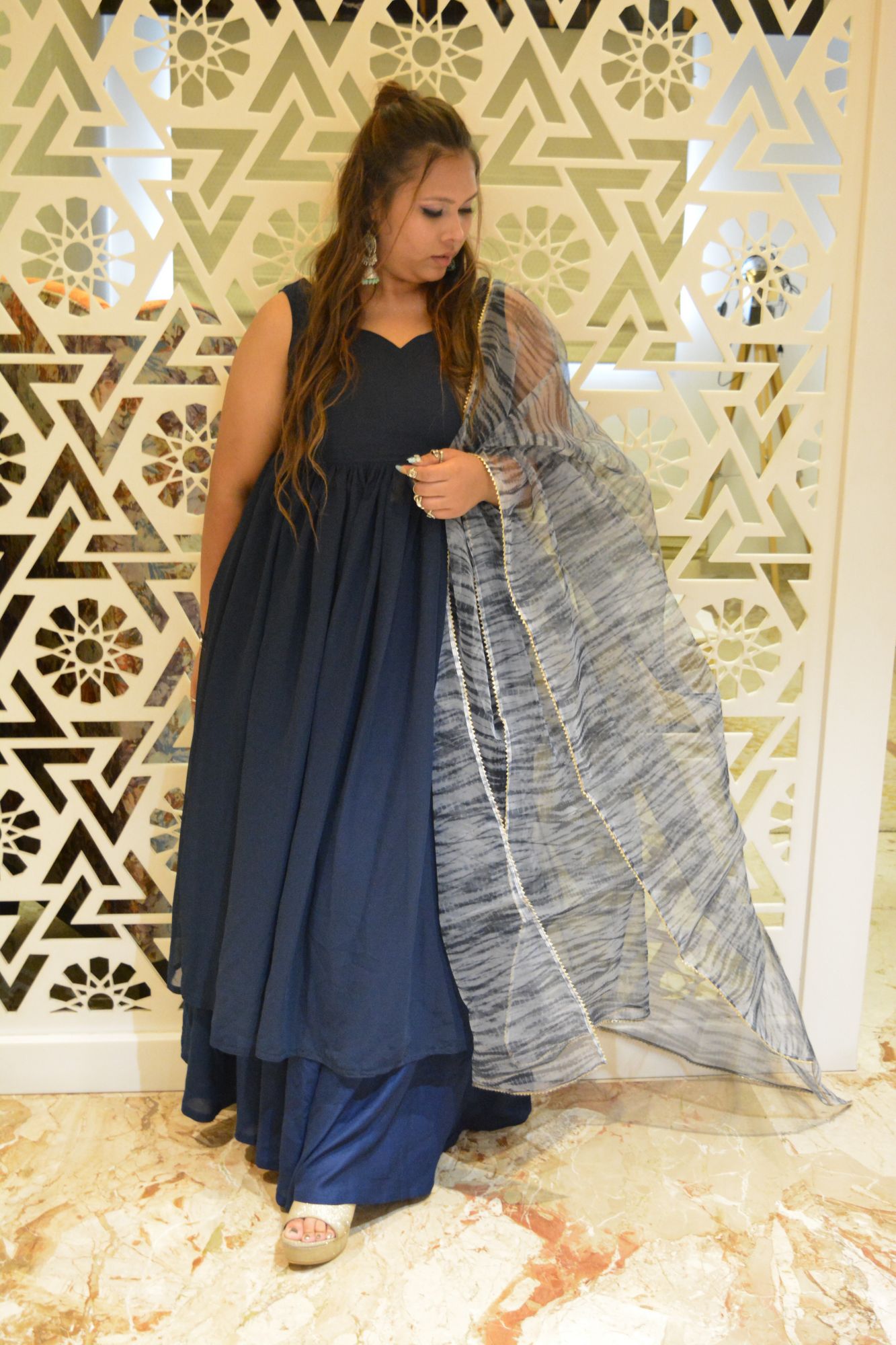 Navy blue Skirt Set
