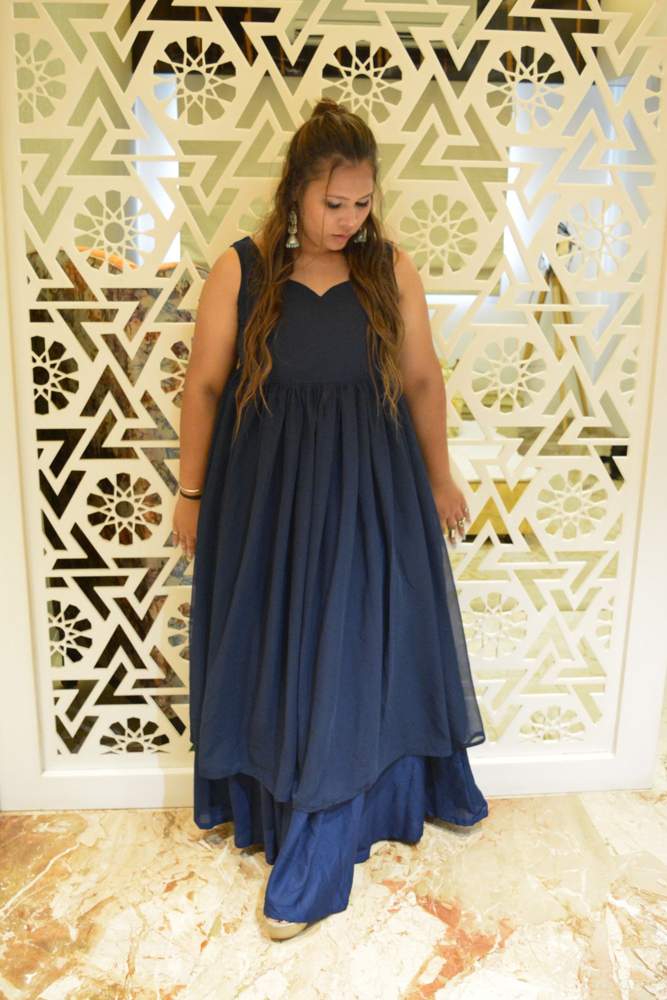 Navy blue Skirt Set
