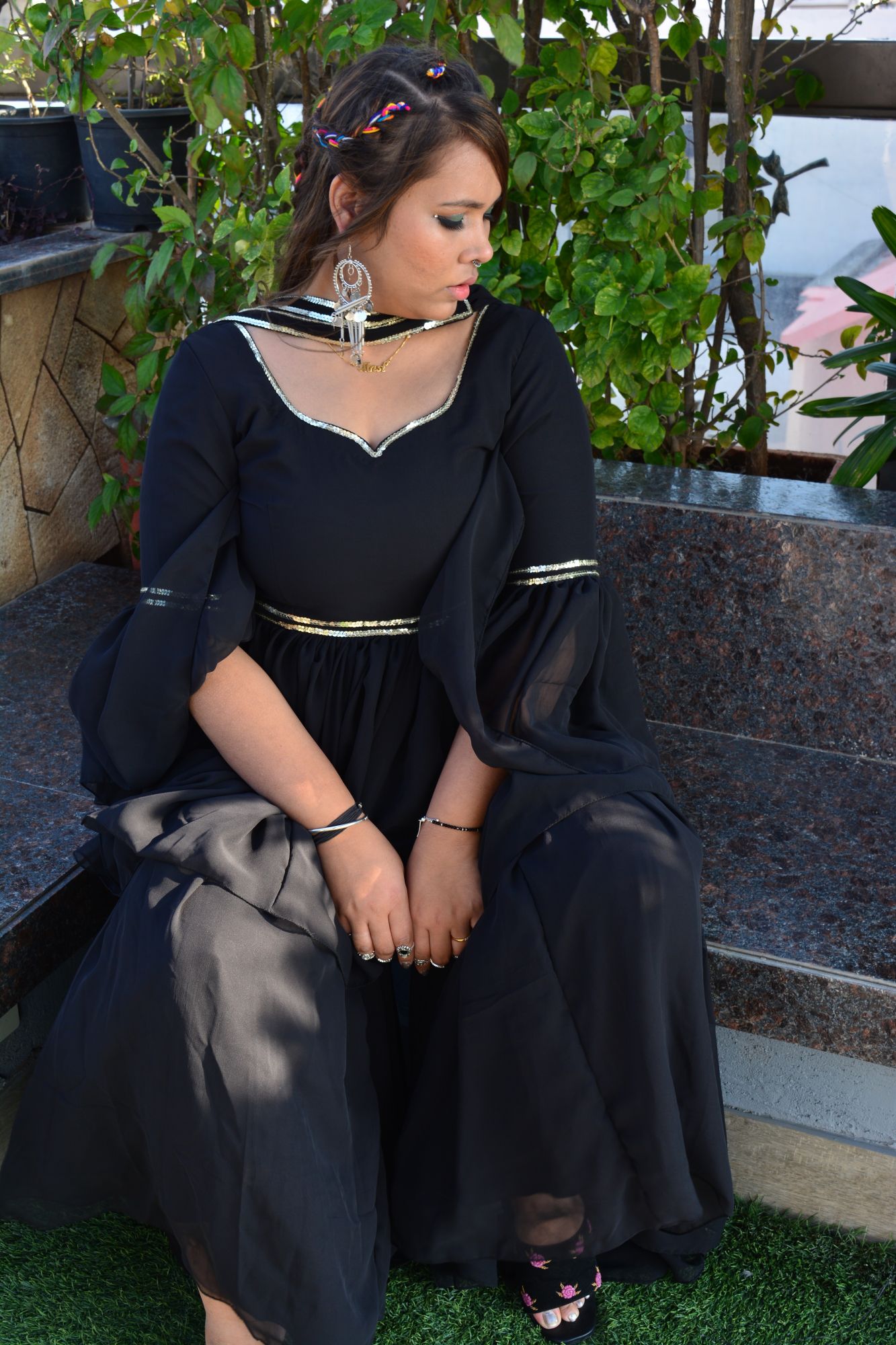 Black Georgette sharara set